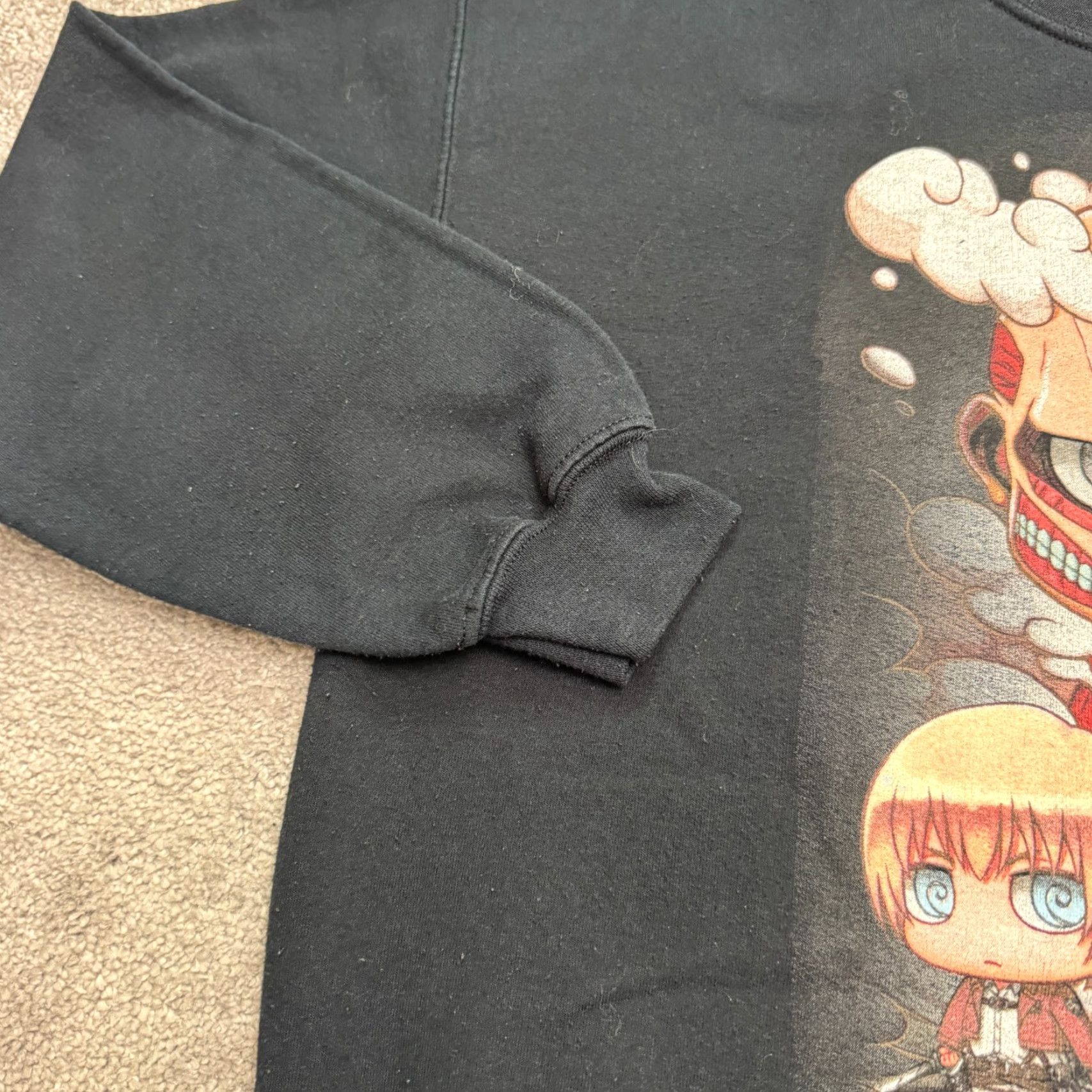 Vintage Attack On Titan Graphic Pullover Sweatshirt Mens Large Black Eren Mikasa Anime Shirt Size US L / EU 52-54 / 3 - 5 Thumbnail