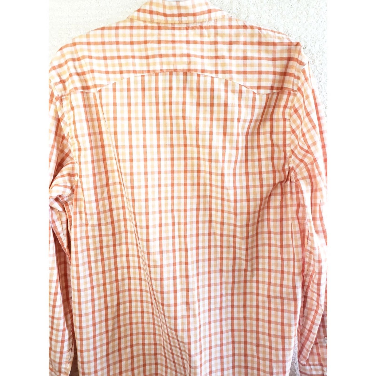 Levi's LEVIS MENS L Long Sleeve Pearl Snap Western Shirt ORANGE WHITE CHECKered Plaids & Checks, Pockets, Logo, Button Closure, Cotton Blend Size US L / EU 52-54 / 3 - 7 Thumbnail