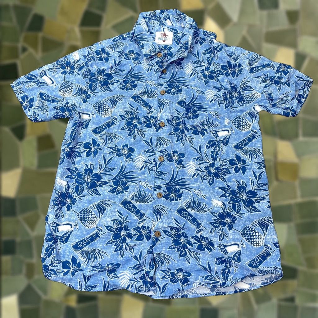Vintage Urban Shores Shirt Mens Large Blue Hawaiian Aloha Floral Button Up Viscose Beach Size US L / EU 52-54 / 3 - 1 Thumbnail