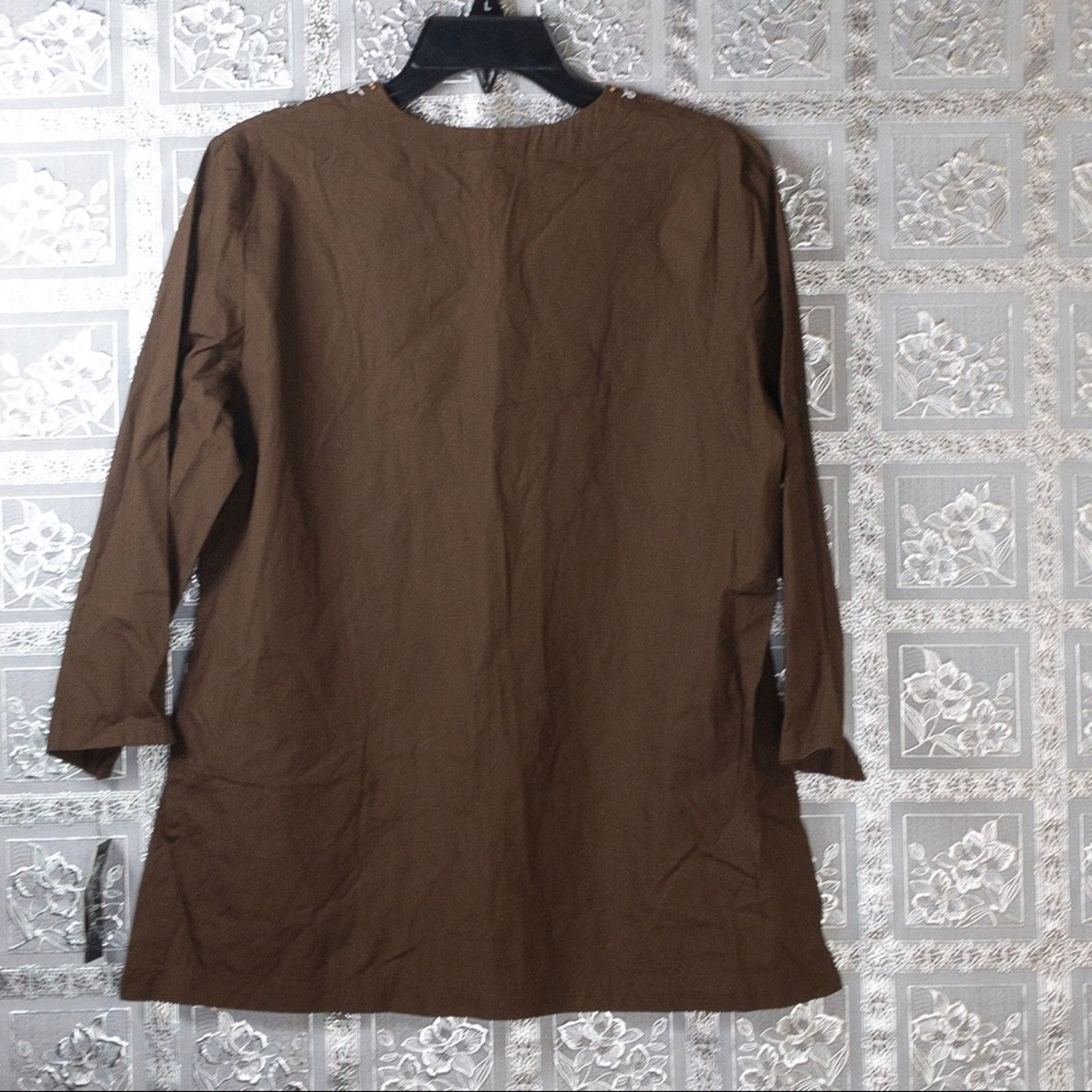 Other NWT Rafaella Brown Poplin Paisley Embellished Top Size M / US 6-8 / IT 42-44 - 6 Thumbnail