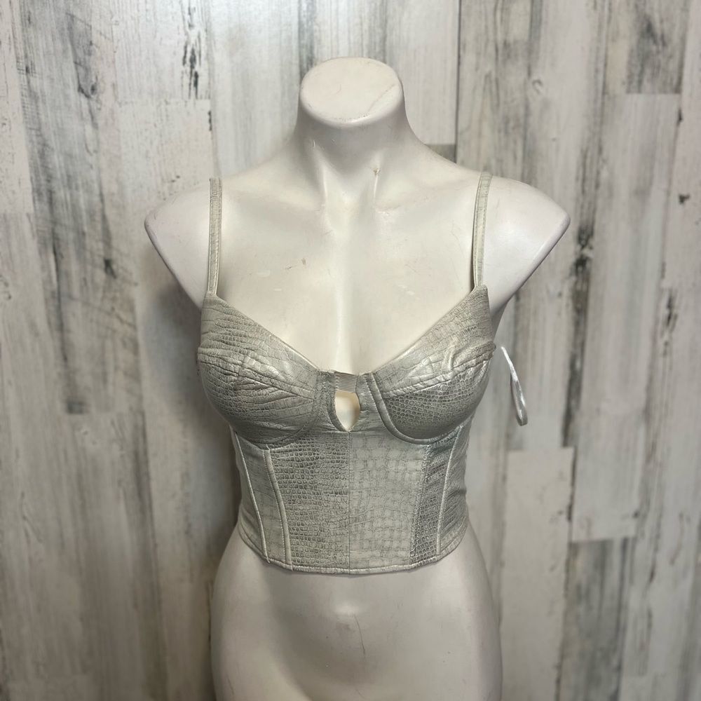 Other Ivy Rose Silver Faux Croc Corset Top – Bustier Crop Tank, Ad Size S / US 4 / IT 40 - 1 Thumbnail