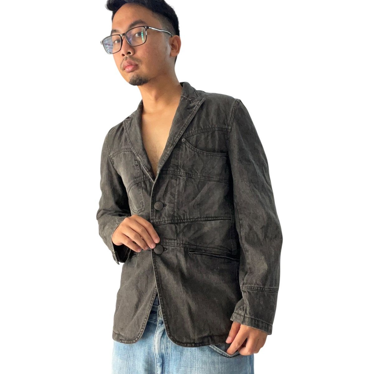 14th Addiction 🇯🇵VINTAGE IN THE ATTIC GOTHIC PUNK BLAZER DENIM COLLAR JACKET Size US S / EU 44-46 / 1 - 4 Thumbnail