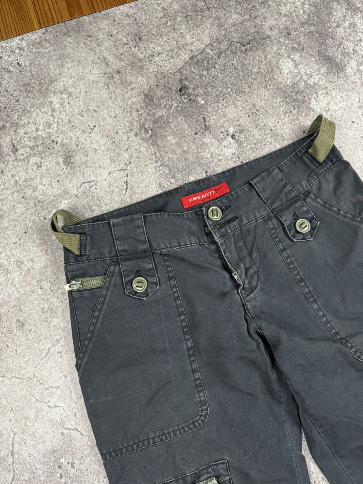 Miss Sixty Miss Sixty Vintage Y2K Flared Cargo Front Pockets Pants fade Size 29" - 5 Thumbnail