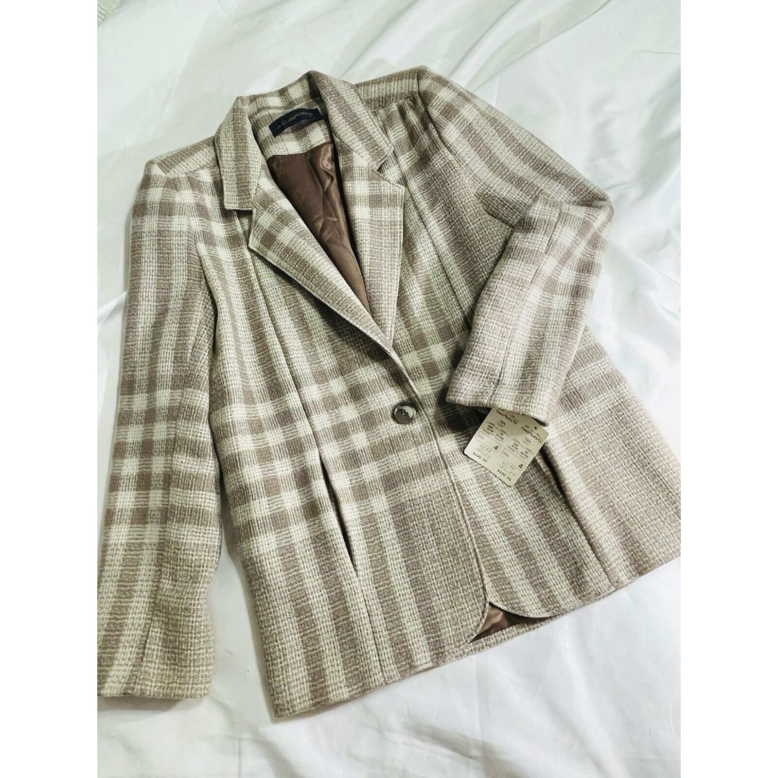 Vintage AC Sport Vintage Retro Wool Tan Brown Plaid Blazer Jacket Wi Size S / US 4 / IT 40 - 4 Thumbnail