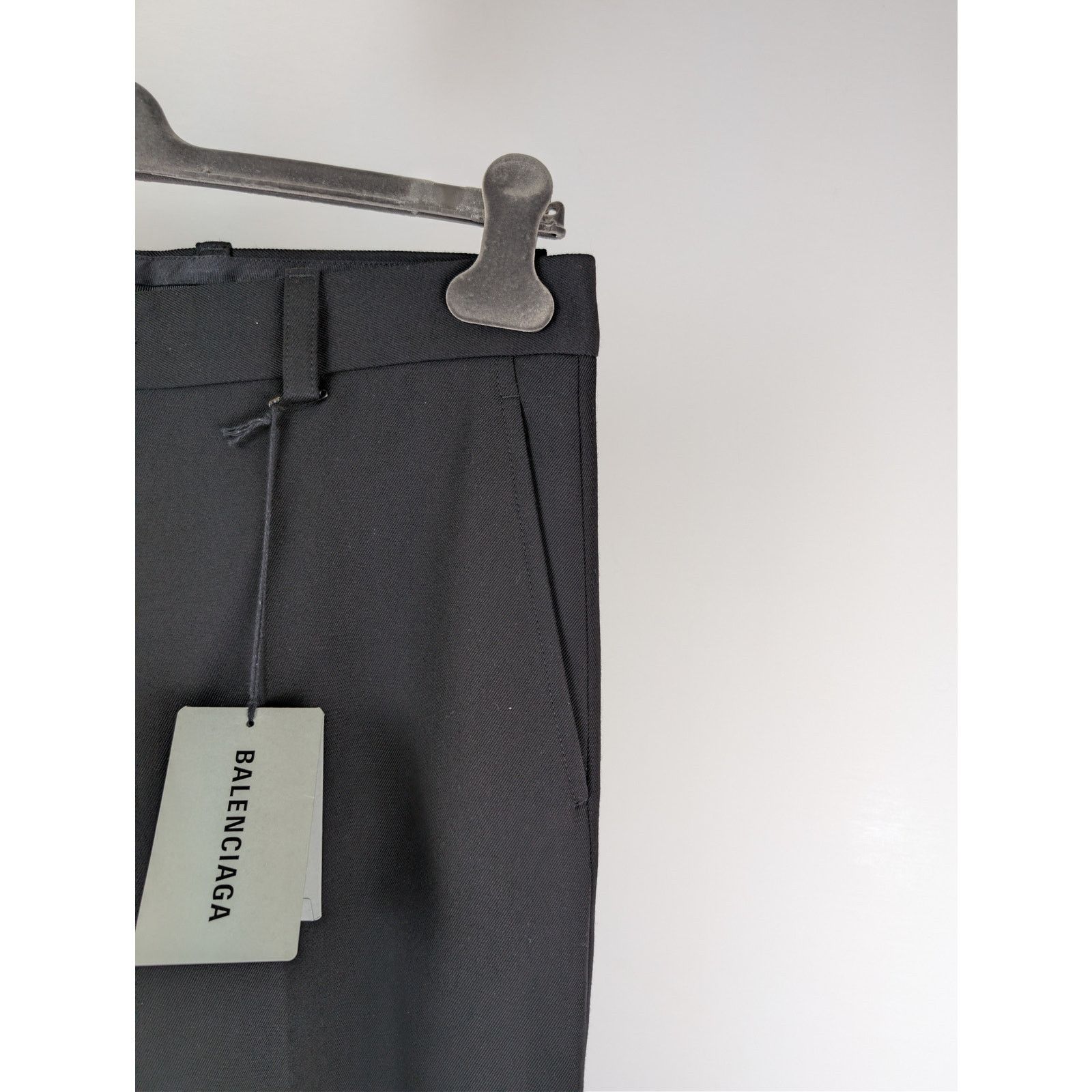 Balenciaga o1rshd1 Unisex Dry Wool Twill Tailored Pants in Black Size US 30 / EU 46 - 5 Thumbnail