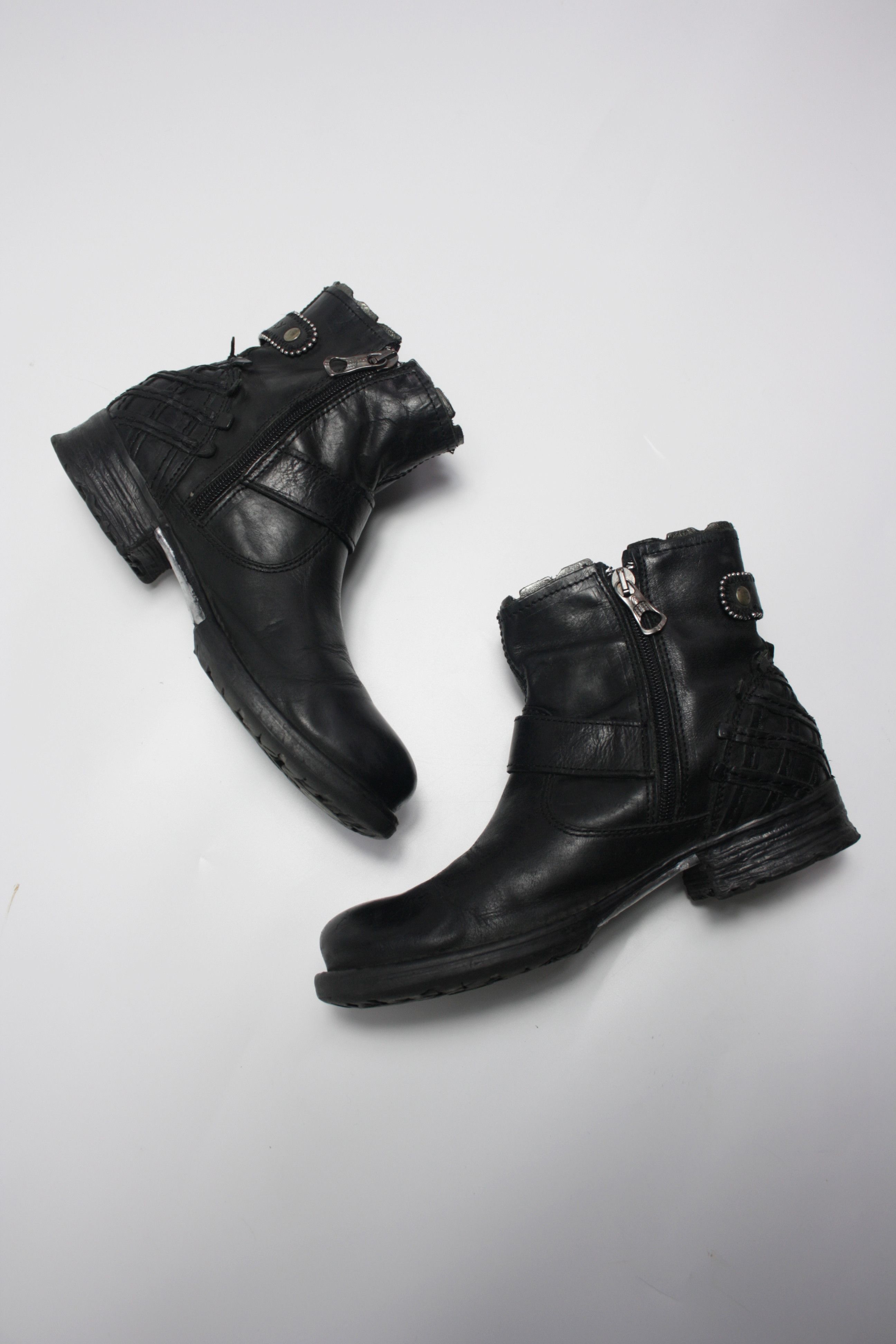 Replay × Vintage Replay Y2K Leather Buckle Strap Zip Ankle Boots Shoes Size US 7 / IT 37 - 5 Thumbnail