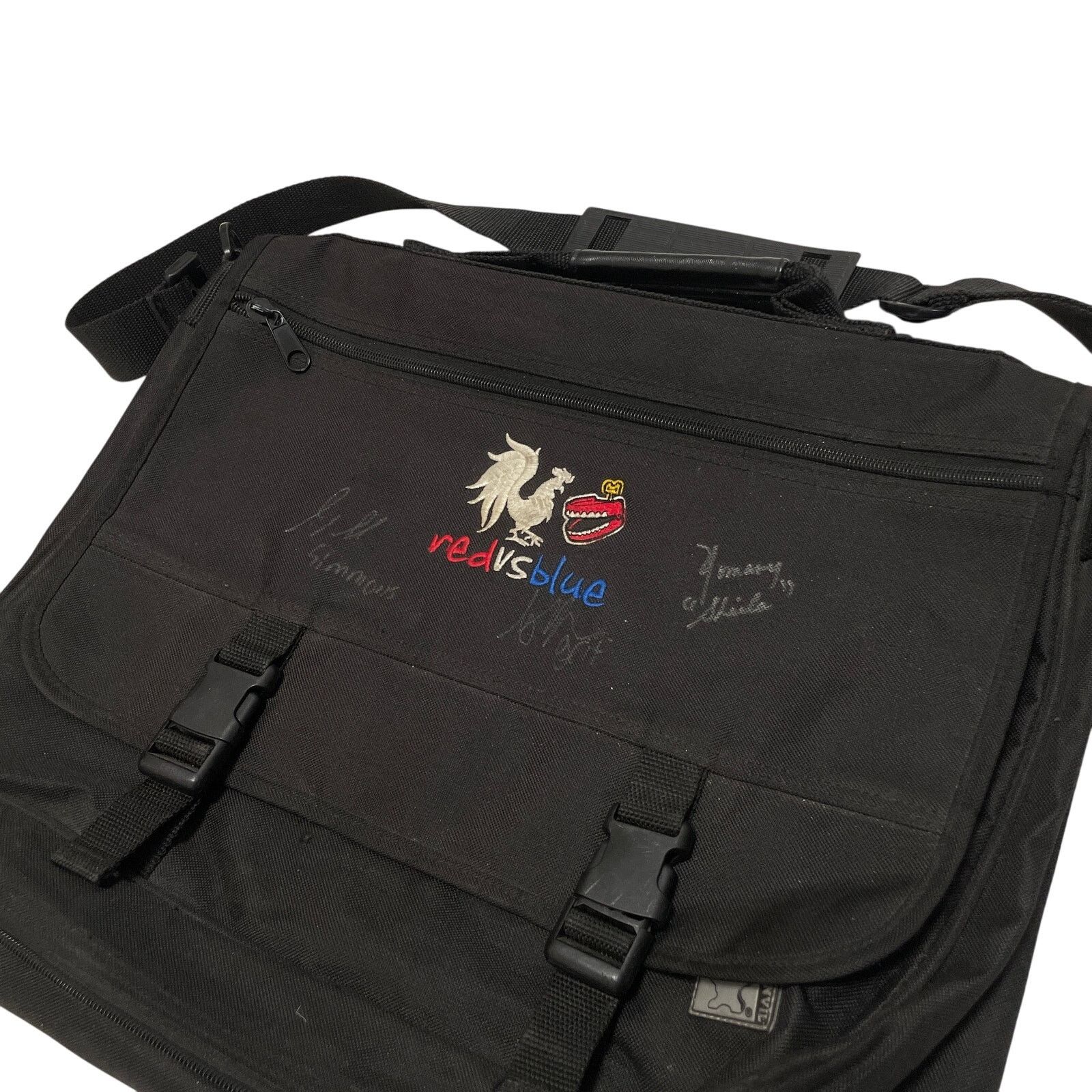 Vintage VTG Y2K Halo Red vs Blue Rooster Teeth Signed Messenger Bag Size 26 - 2 Thumbnail