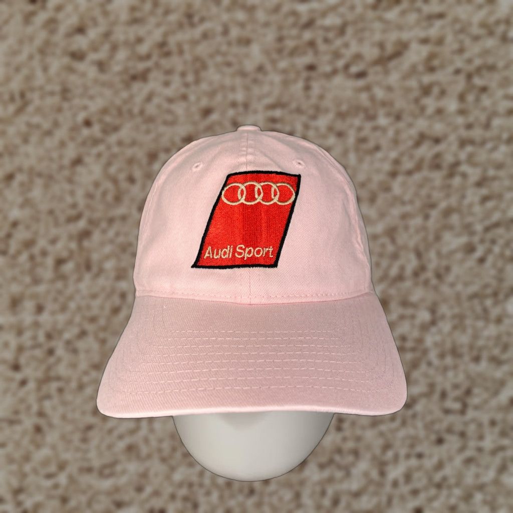 Vintage Audi Sport Hat Cap Fitted Adult XL Pink Flexfit Cotton Spandex Blend Size ONE SIZE - 1 Thumbnail