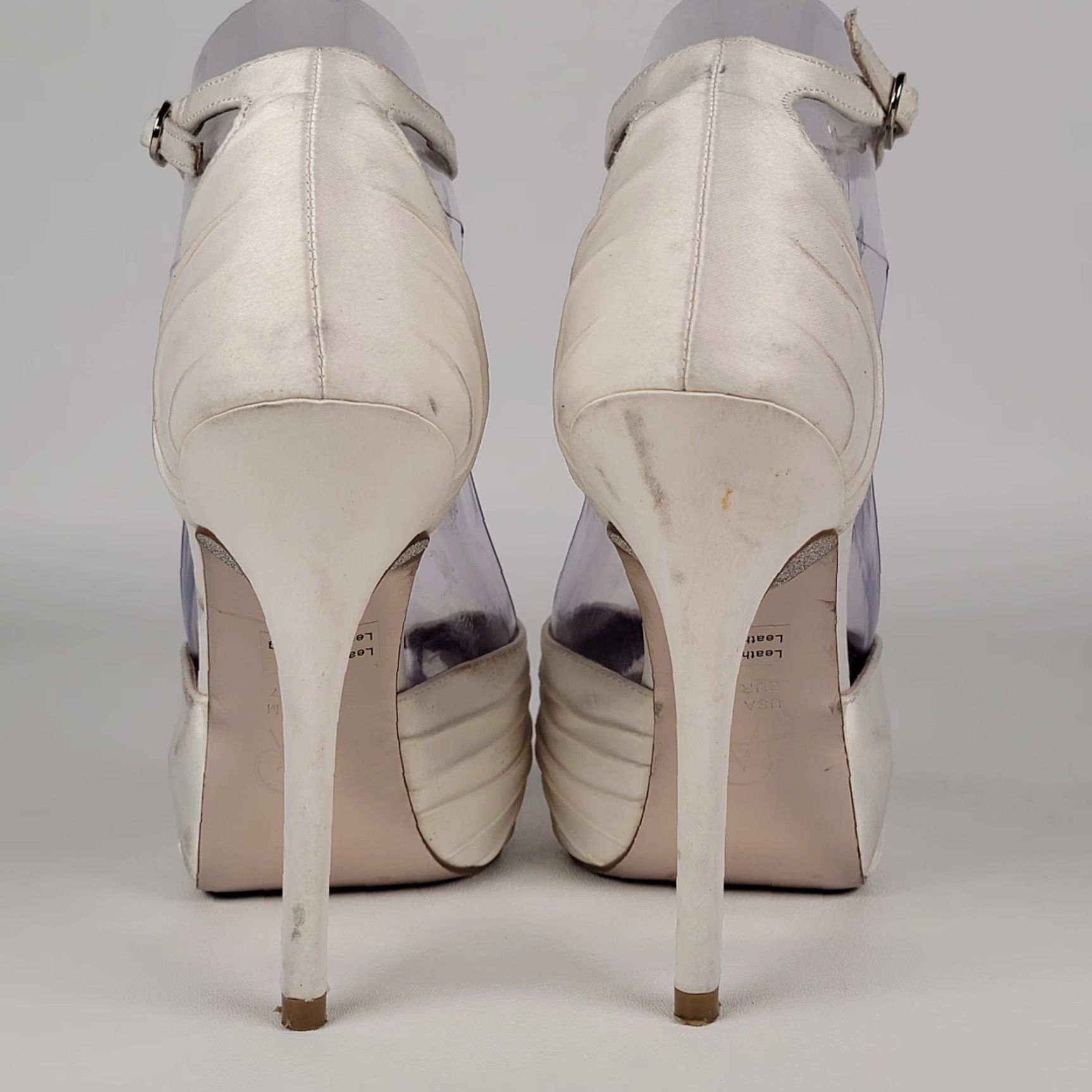 Adrianna Papell Adrianna Papell Women's Samoa Pump US 7 M Ivory Satin Peep Toe Stiletto Buckle Adjustable Strap Size US 7 / IT 37 - 7 Thumbnail