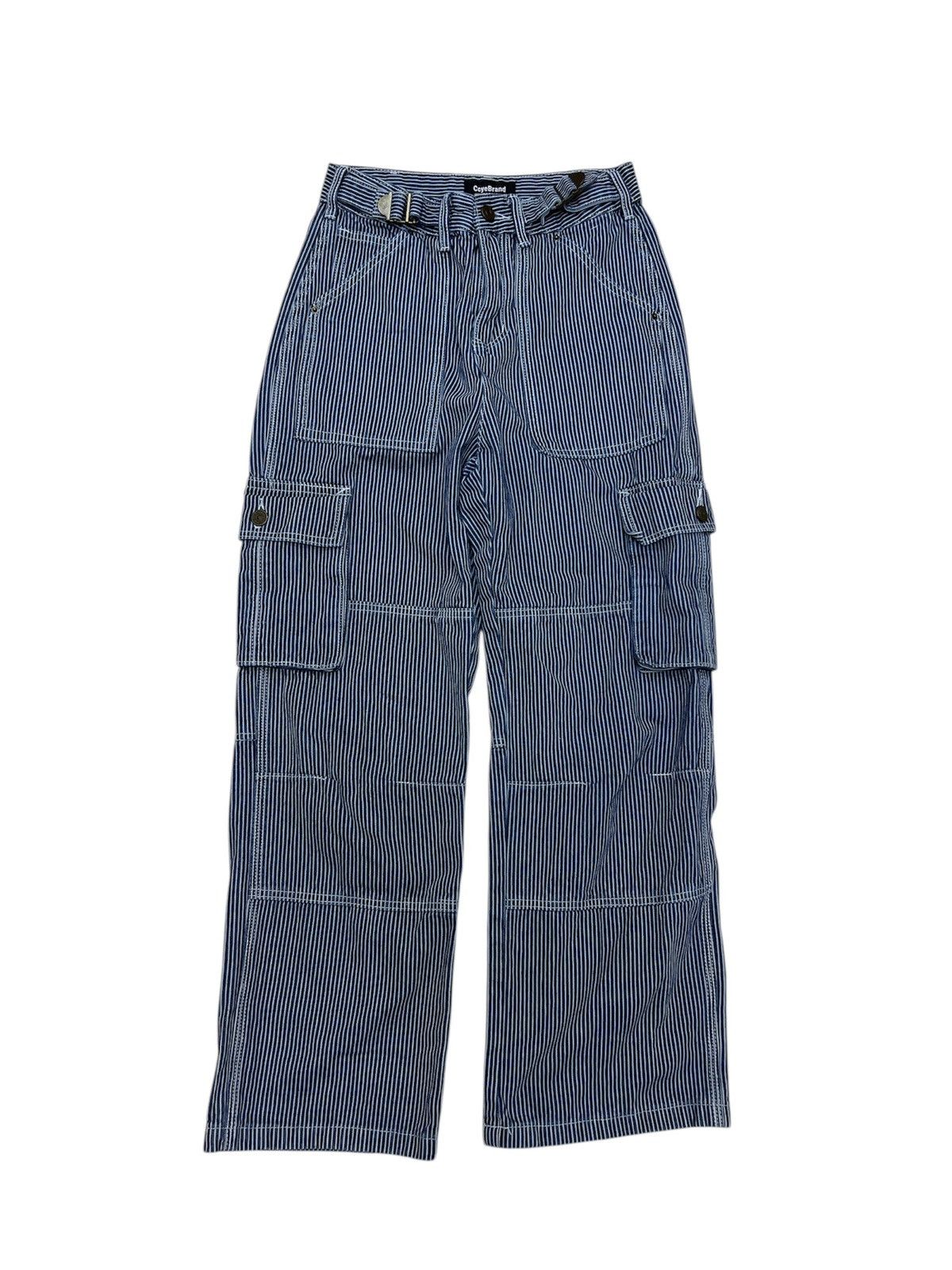 Japanese Brand JapaneseBrand Buckle Belt Striped Denim Baggy Cargo jeans Size US 26 / EU 42 - 1 Thumbnail