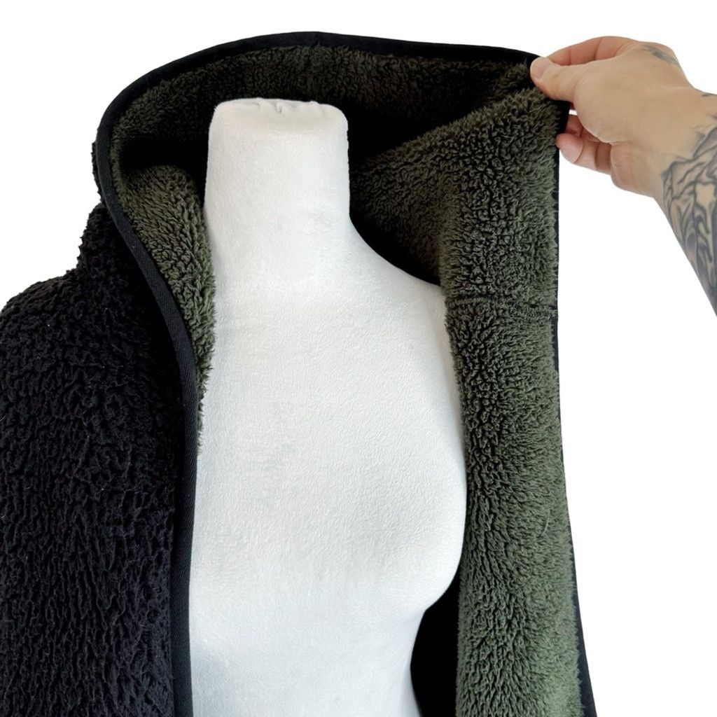Express EXPRESS Men's Thick Soft Black Open Sherpa Hood Jacket XS/S Size US S / EU 44-46 / 1 - 3 Thumbnail