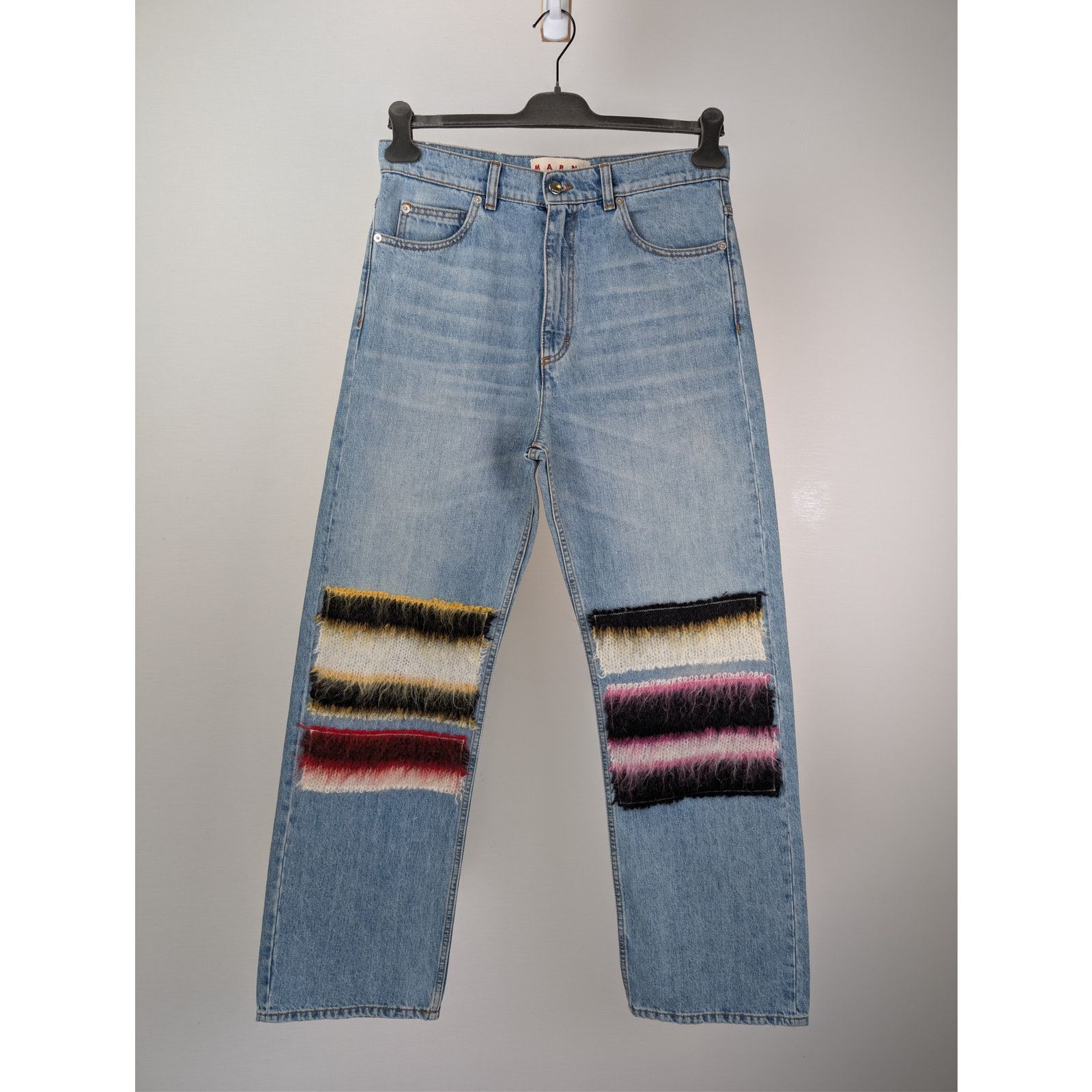 Marni o1rshd1 Embroidered Striped Patch Denim Jean Pants in Blue Size US 32 / EU 48 - 8 Thumbnail