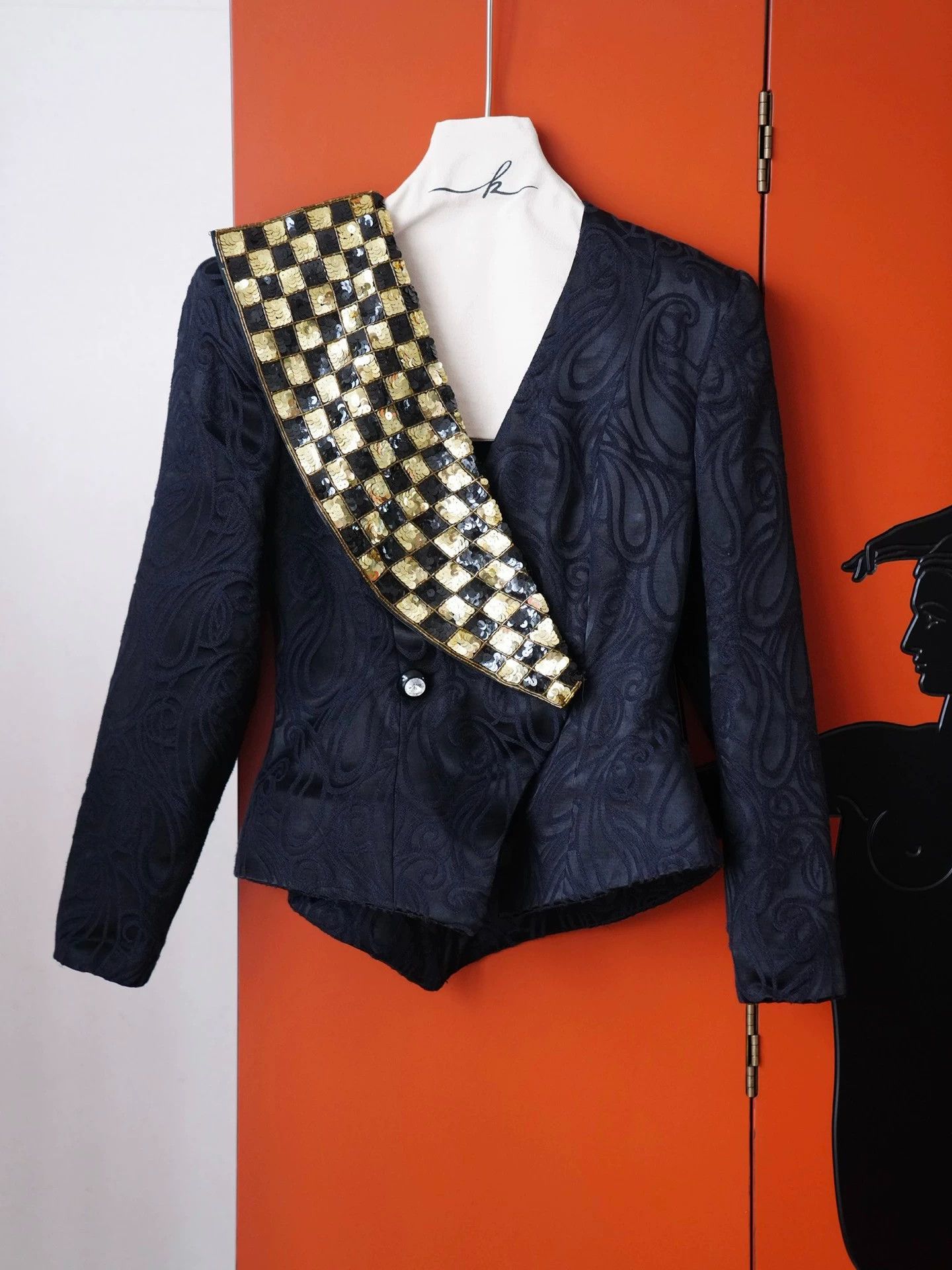 Vintage USA Vintage Asym Lapel Checkered Beaded Blazer M Size M / US 6-8 / IT 42-44 - 4 Thumbnail