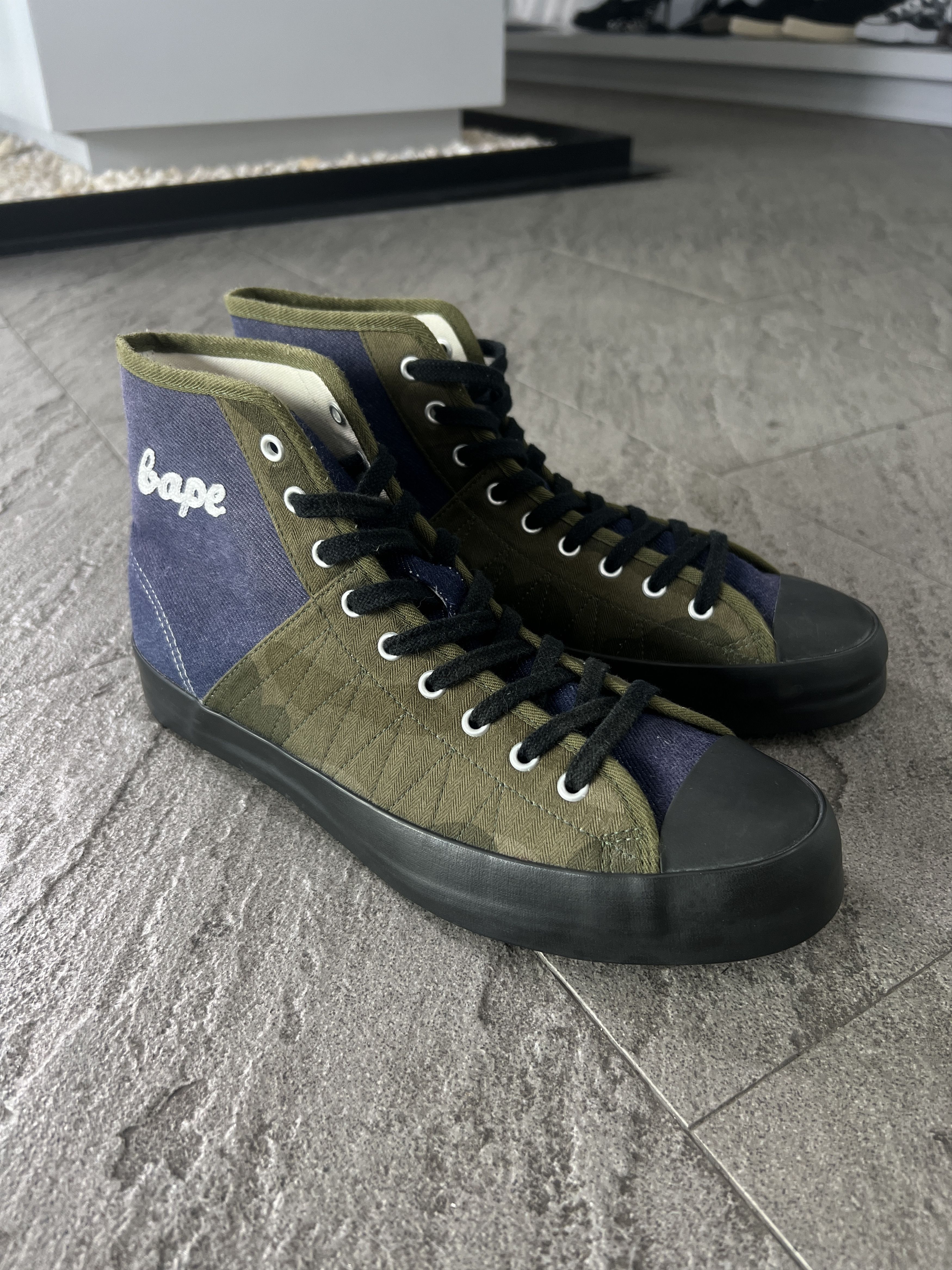 Bape BAPE STA High Top Canvas Sneakers Olive Navy US 8.5 Size US 8.5 / EU 41-42 - 3 Thumbnail