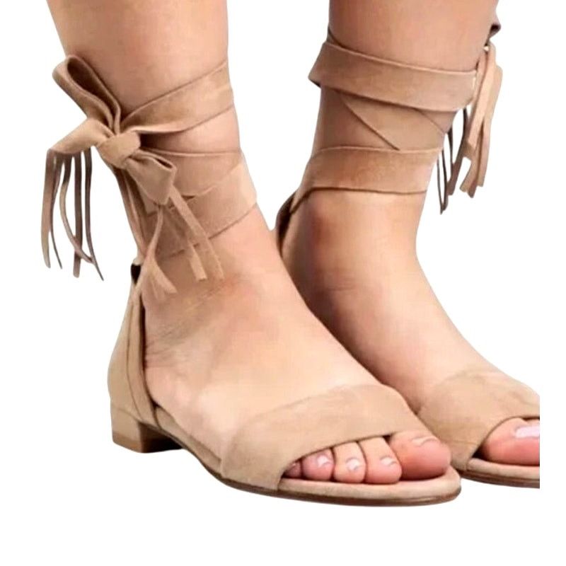 Other Bella Marie Nude Almond Open Toe Tie Bow Ankles Sandals - 10 Size US 10 / IT 40 - 1 Thumbnail