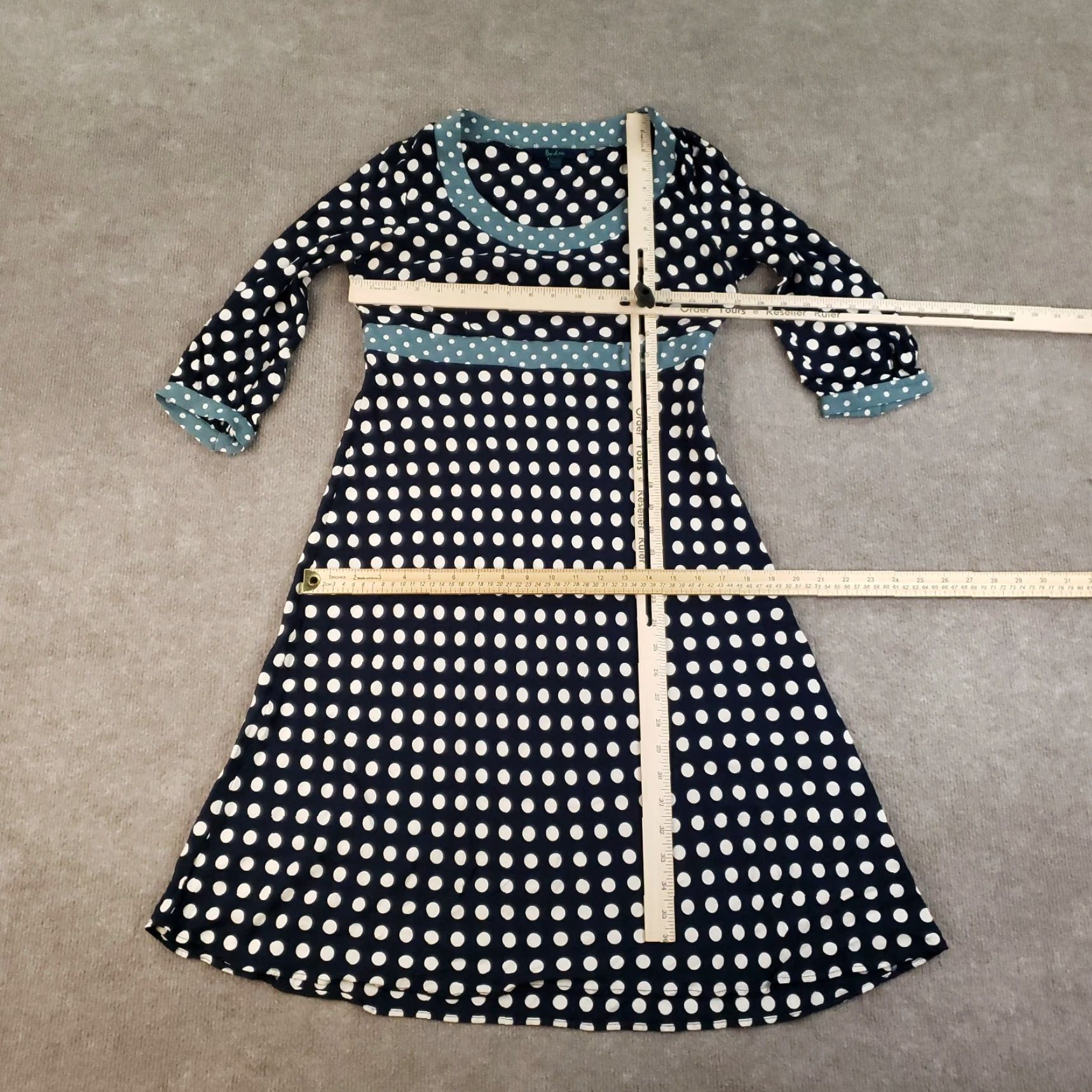 Boden Boden A-Line Dress Women Size 12 R Blue White Polka Dot 3/4 Sleeve Lightweight Casual Size XL / US 12-14 / IT 48-50 - 2 Thumbnail