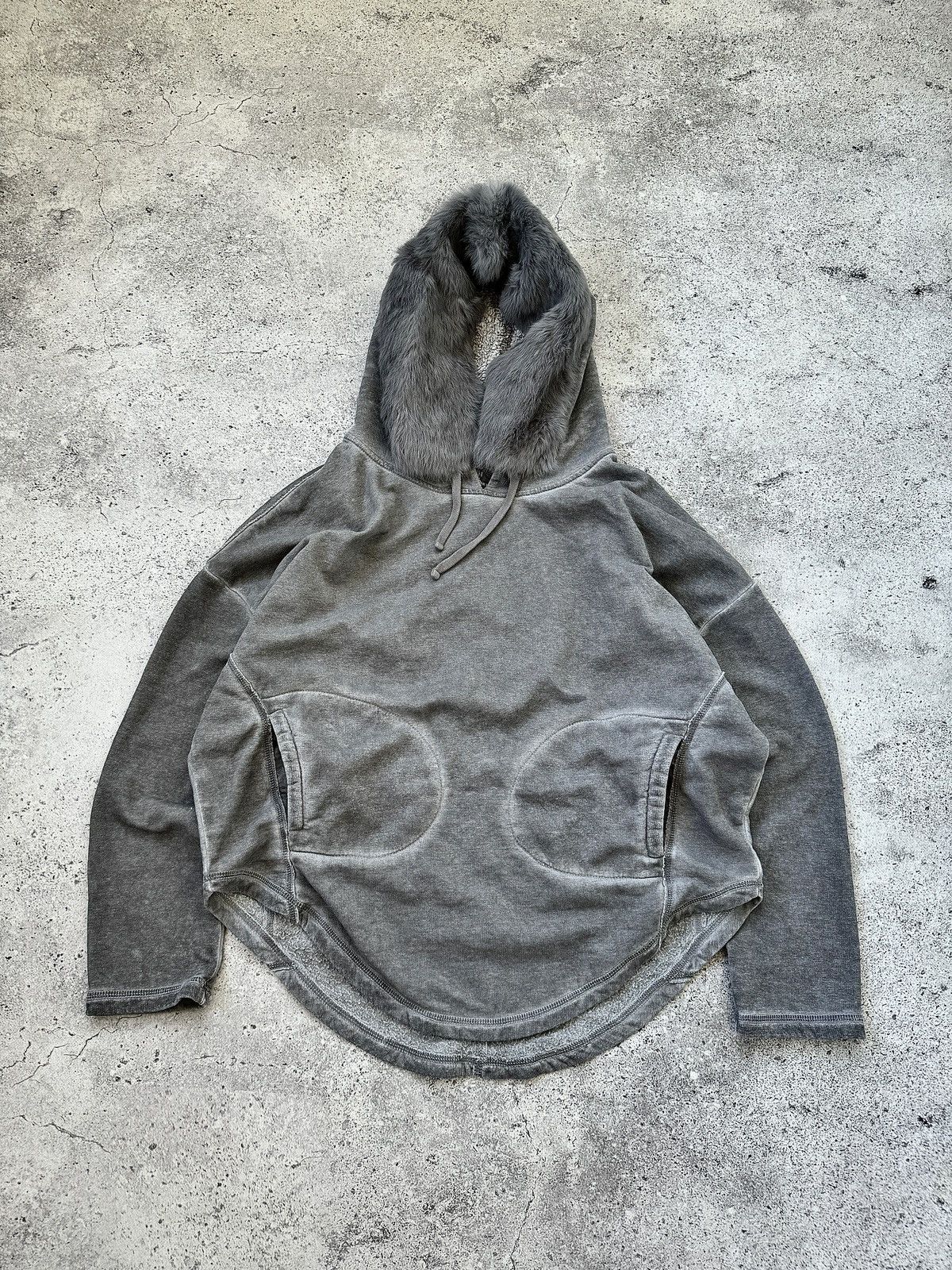 image of Beauty Beast x If Six Was Nine Vintage Fur Hood Washed Zip Hoodie Ifsixwasnine Style in Washed Gray