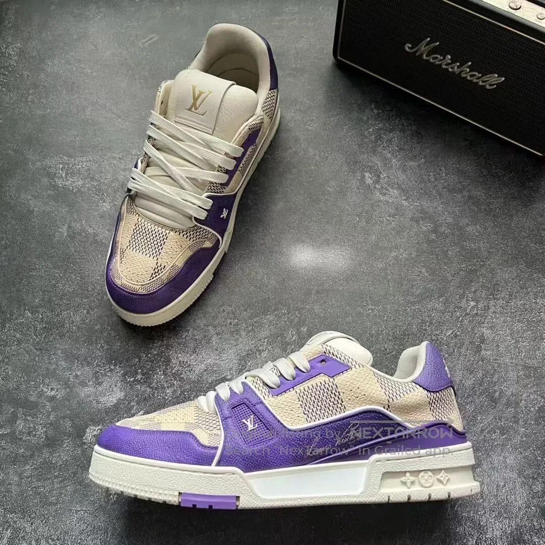 Louis Vuitton louis vuitton lv trainer purple checkered sneakers. Size US 7.5 / EU 40-41 - 4 Thumbnail
