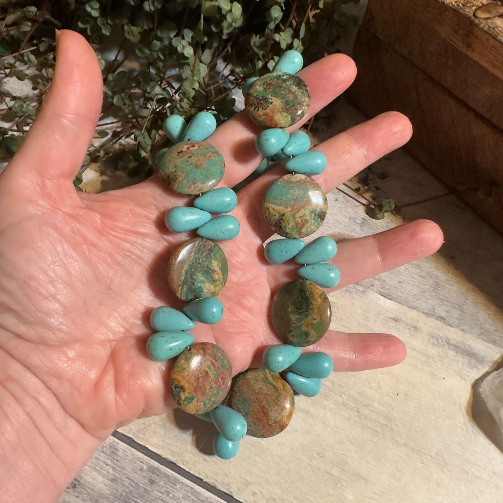 The Unbranded Brand Vintage Turquoise & Jasper Statement Gemstone Necklace Size ONE SIZE - 4 Thumbnail