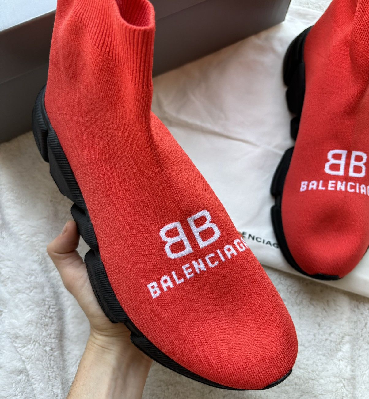 Balenciaga Balenciaga Red/Black BB Speed Runners Sneakers Size US 12 / EU 45 - 2 Thumbnail