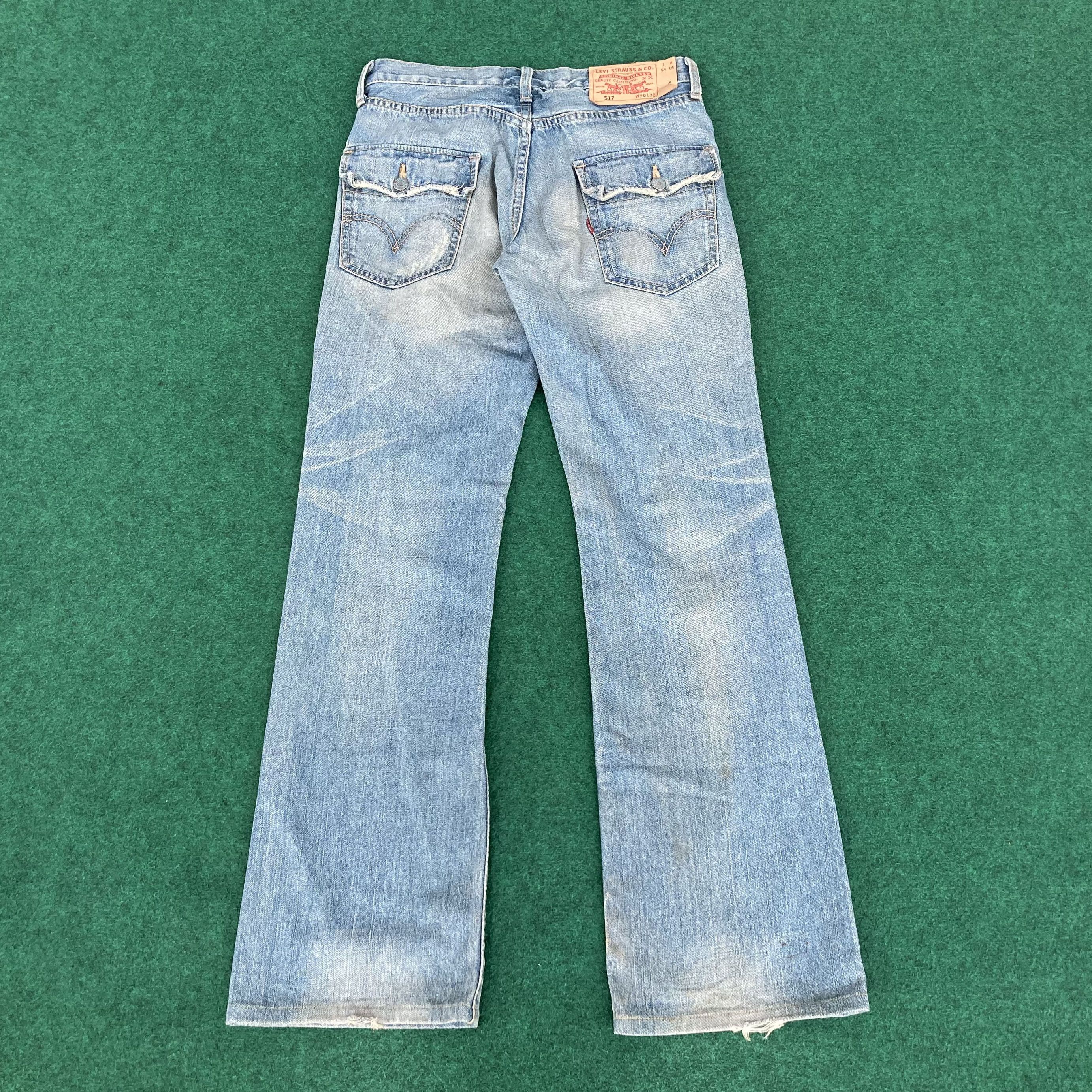 Levi's × Vintage Vtg Levis 517 Ripped Denim Bootcut Flared Sz 29 Jeans Size US 29 - 14 Thumbnail