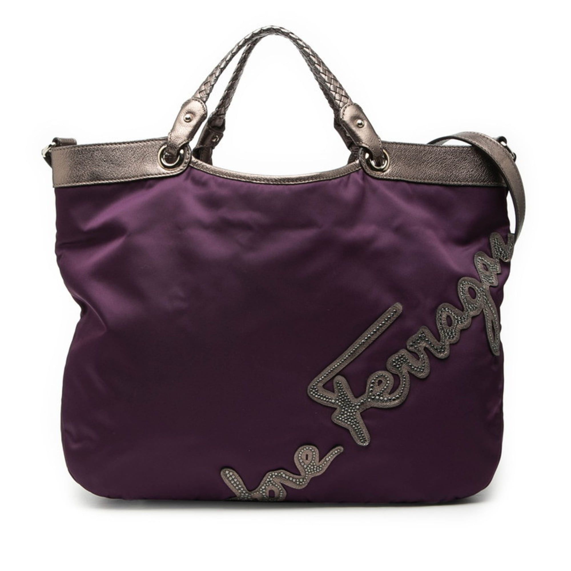 Salvatore Ferragamo Handbag/shoulder Bag In Purple And Gray Nylon Leather For Women in Grey