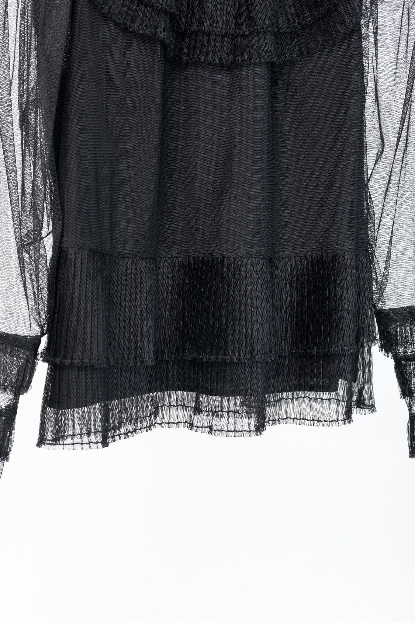 TWINSET Twinset Black Pleated Flounce Tulle Blouse Size S / US 4 / IT 40 - 7 Thumbnail
