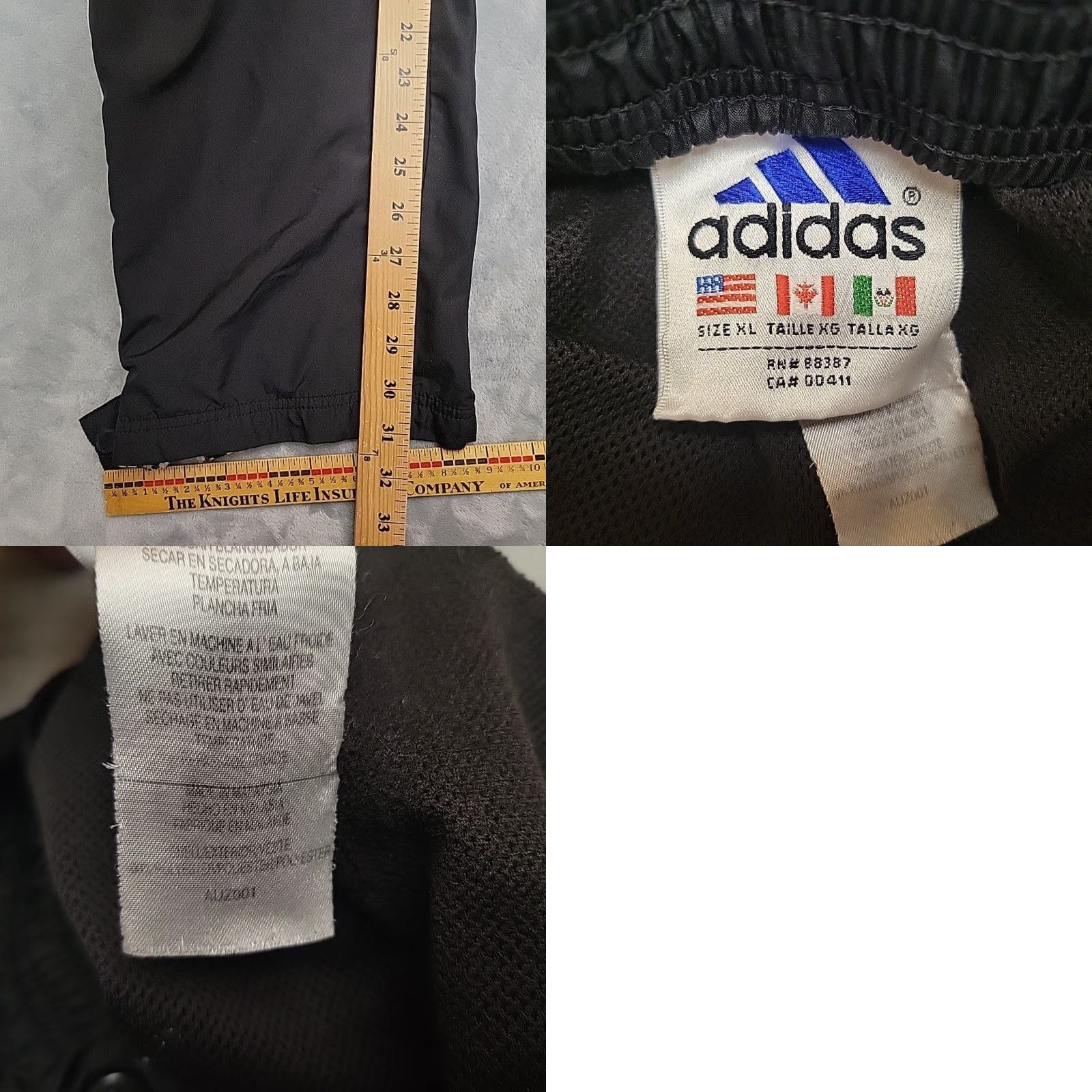 Adidas VTG Adidas Track Pants Mens XL Black 3 Stripe Warmup Full Zip Leg Retro 90s Y2K Size US 36 / EU 52 - 8 Thumbnail