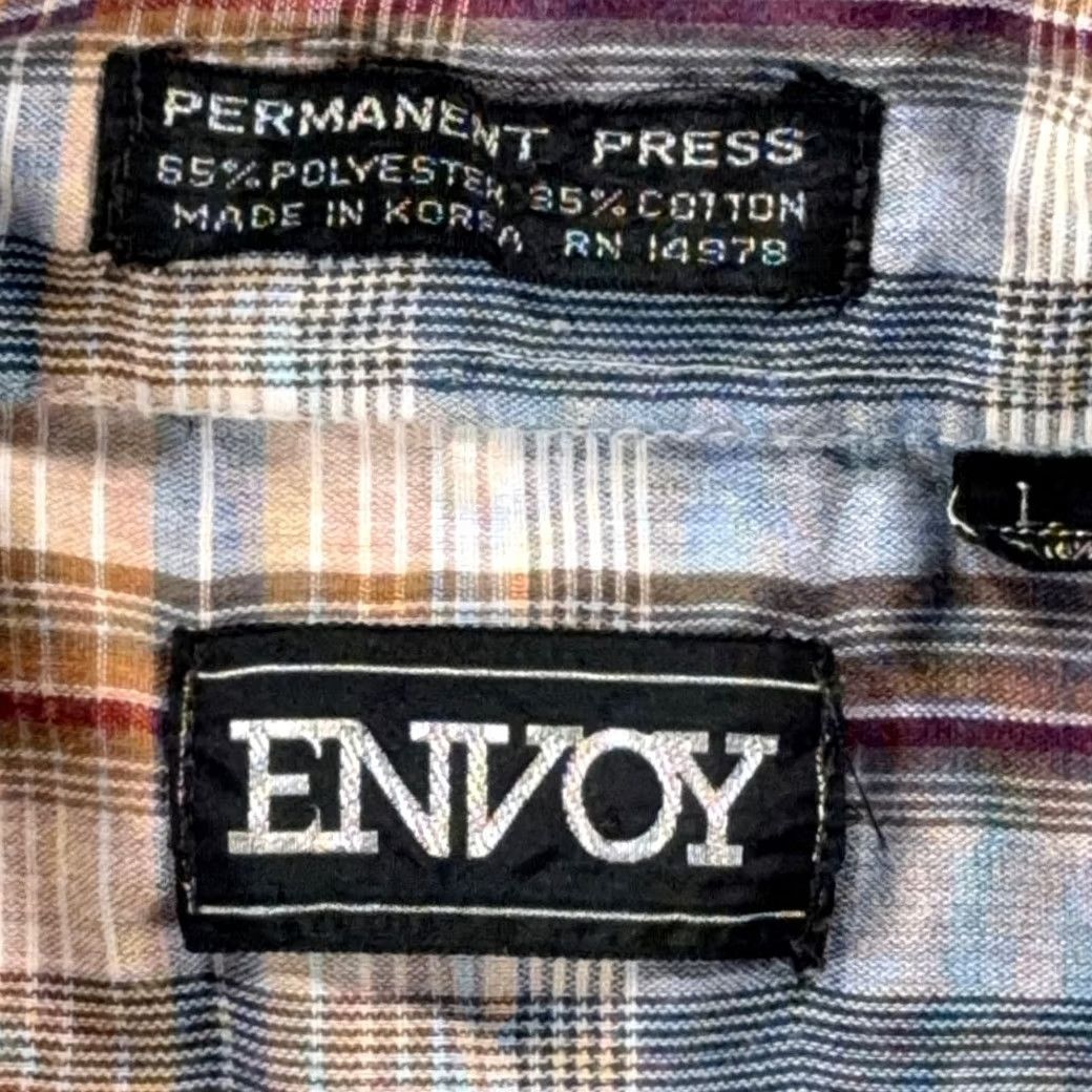 Vintage VINTAGE Envoy Shirt Adult LARGE Blue Brown Plaid 80s Long Sleeve Button-Up Pocketed Western Size US L / EU 52-54 / 3 - 5 Thumbnail