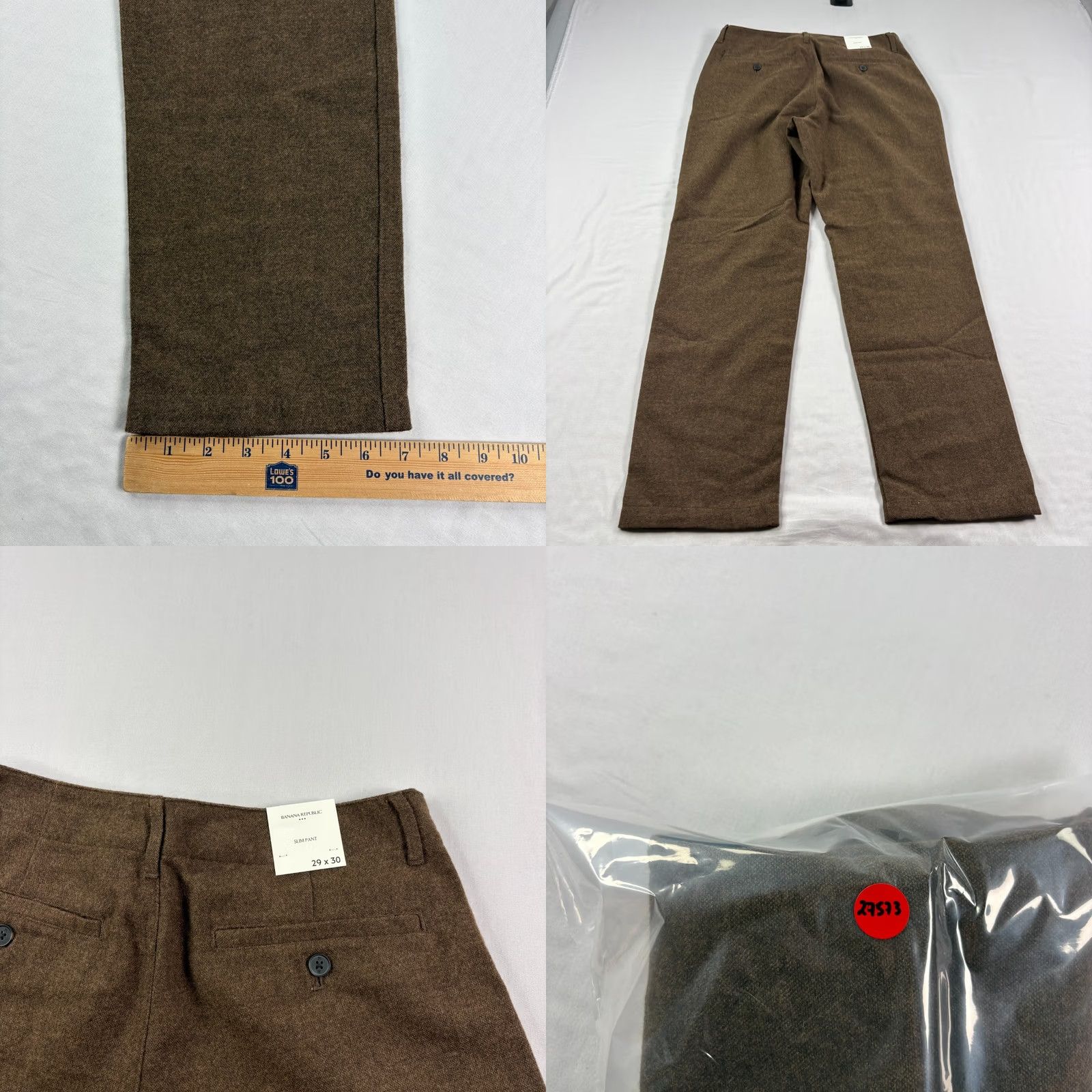 Banana Republic Banana Republic Pants Mens 29x30 Brown Slim Chino Wool Blend Flat Front Casual Regular Mens Size US 29 - 8 Thumbnail