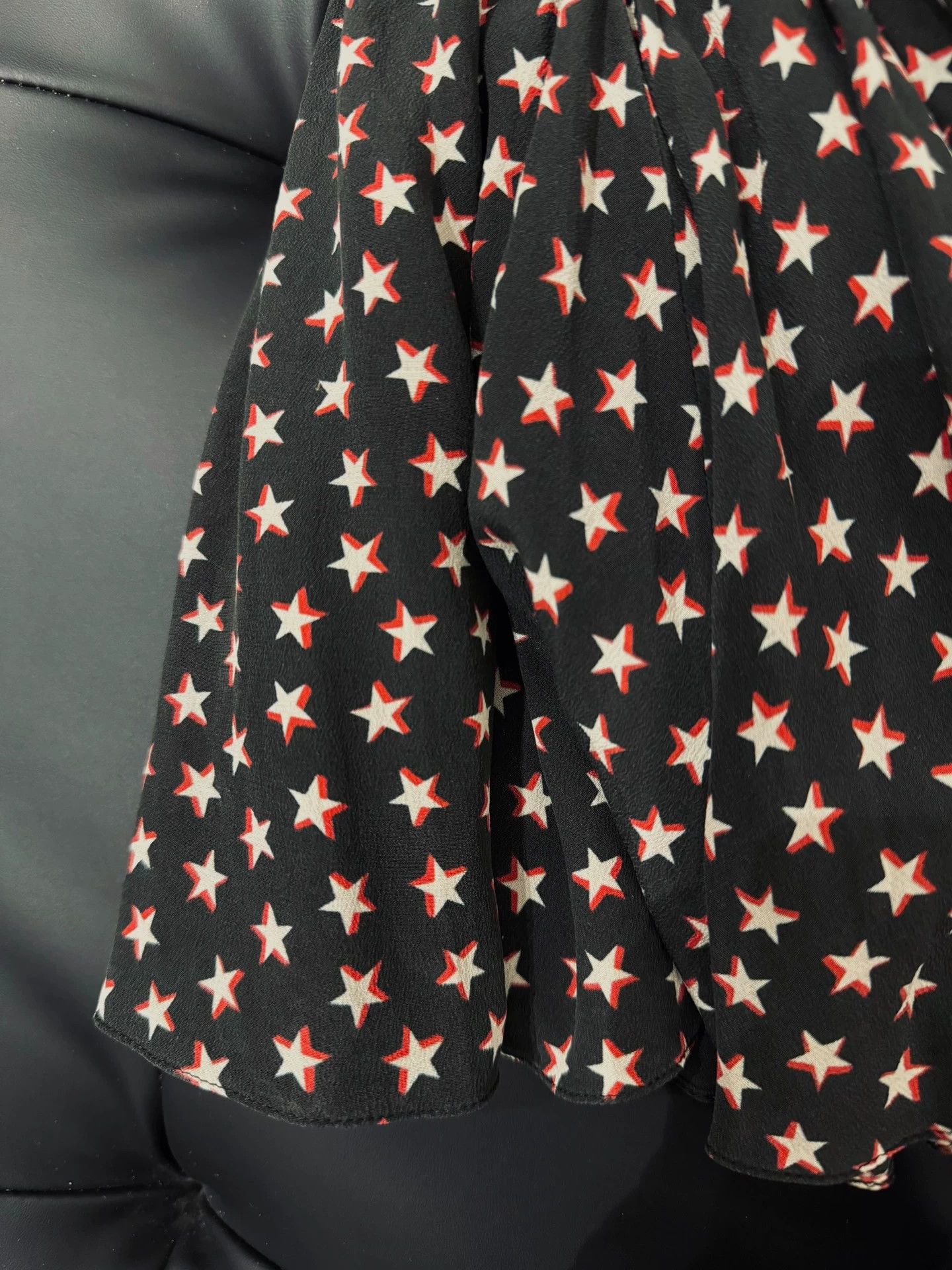 Saint Laurent Paris SLP 19SS 100% Silk Star Midi Skirt Women's 36 Size 26" / US 2 / IT 38 - 3 Thumbnail