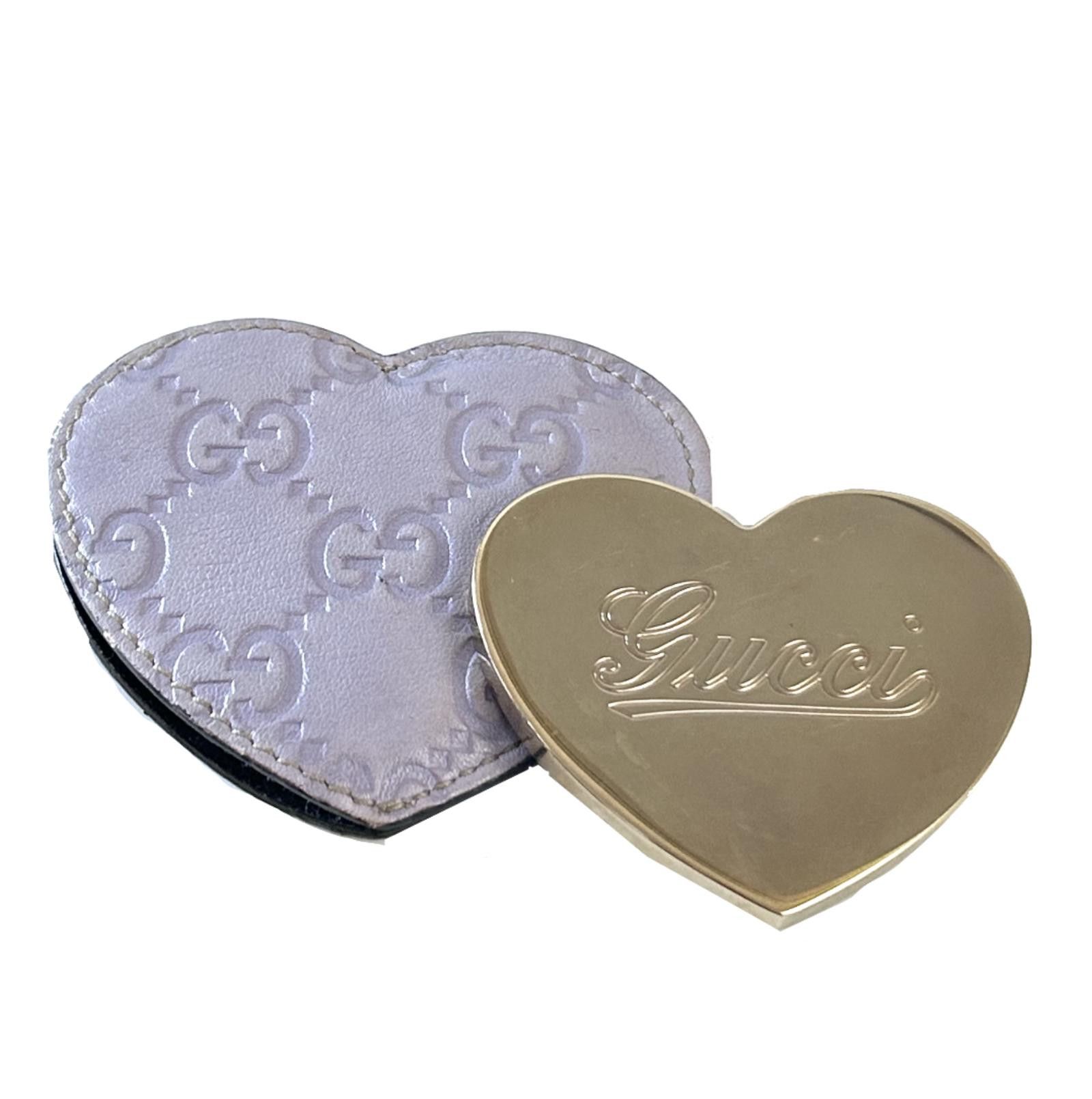 image of Gucci By Tom Ford Heart-Shaped Pocket Mirror C. '00S in Purple, Women's