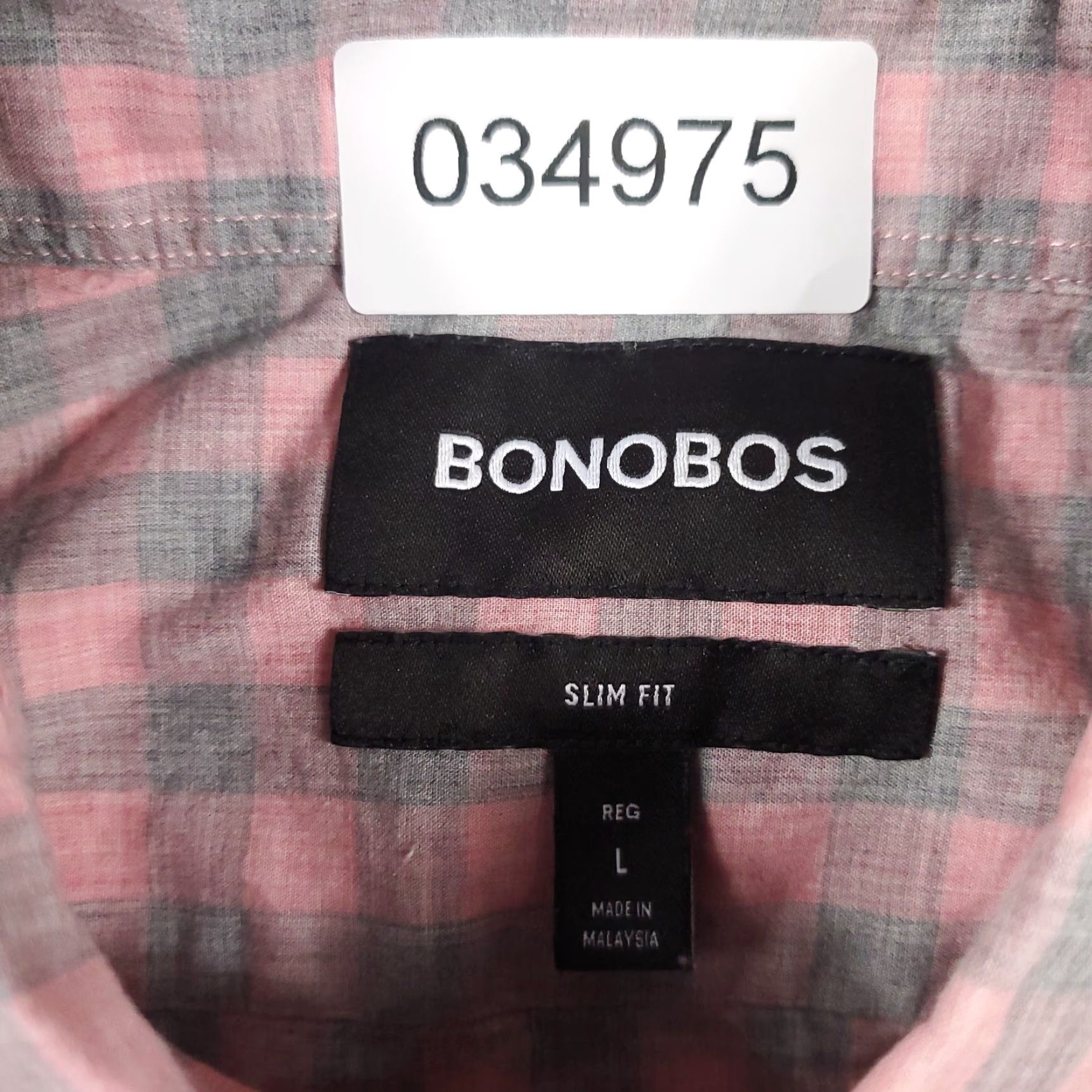 Bonobos Bonobos Shirt Mens Large Pink Gray Check Button-Up Long Sleeve Casual Professional Business Dress Size US L / EU 52-54 / 3 - 6 Thumbnail