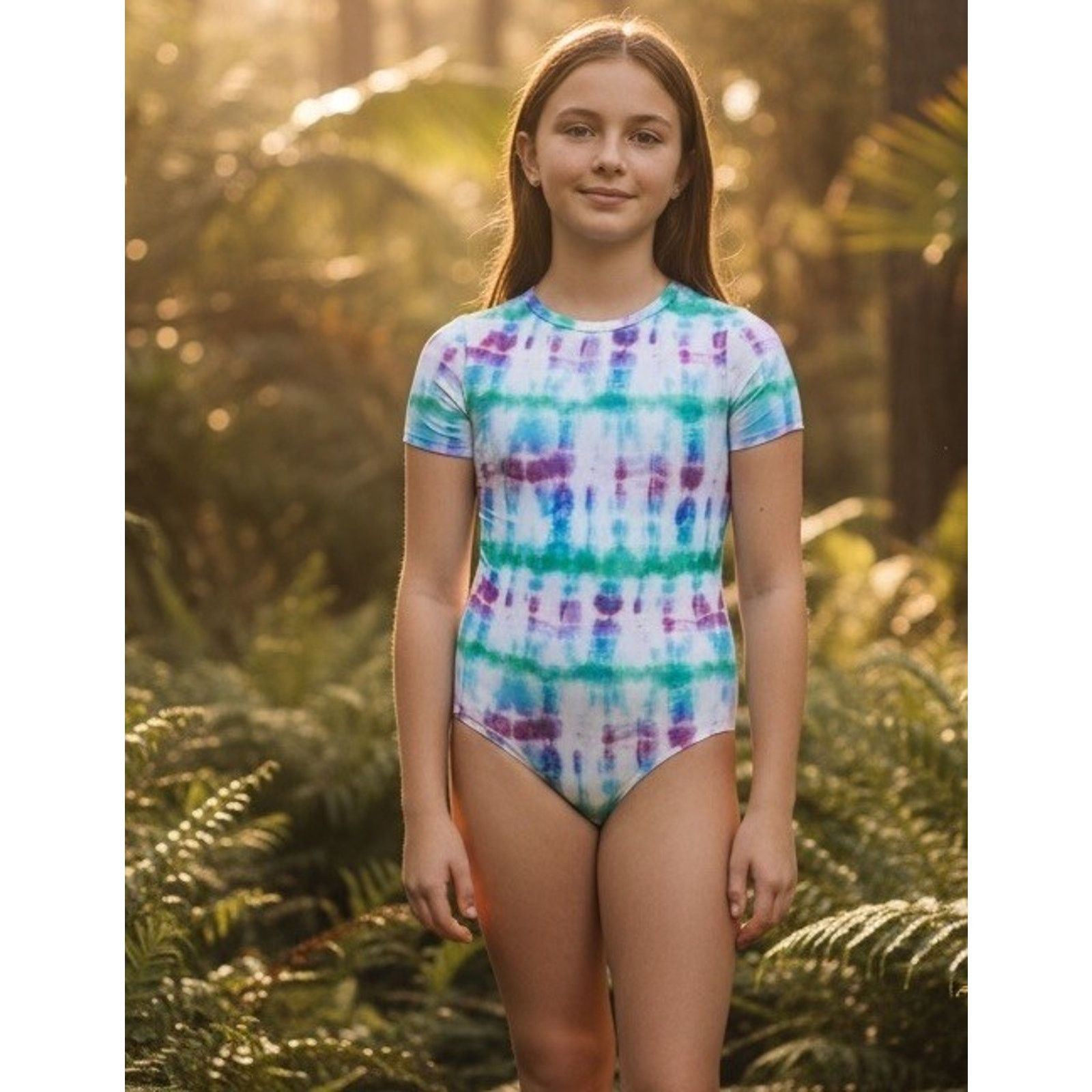 Other DSG Girls Large Short Sleeve One Piece Swimsuit Tide Dye Size L / US 10 / IT 46 - 1 Thumbnail