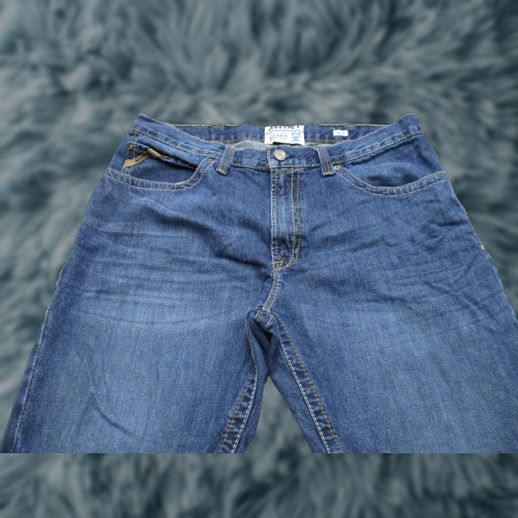 Ariat M2 Jeans Mens Blue Denim Relaxed Bootcut Cowboy Western Pants 36x32 Regular Size Meduim Wash Solid Cotton Denim Pocket 5-Pocket Style Jeans