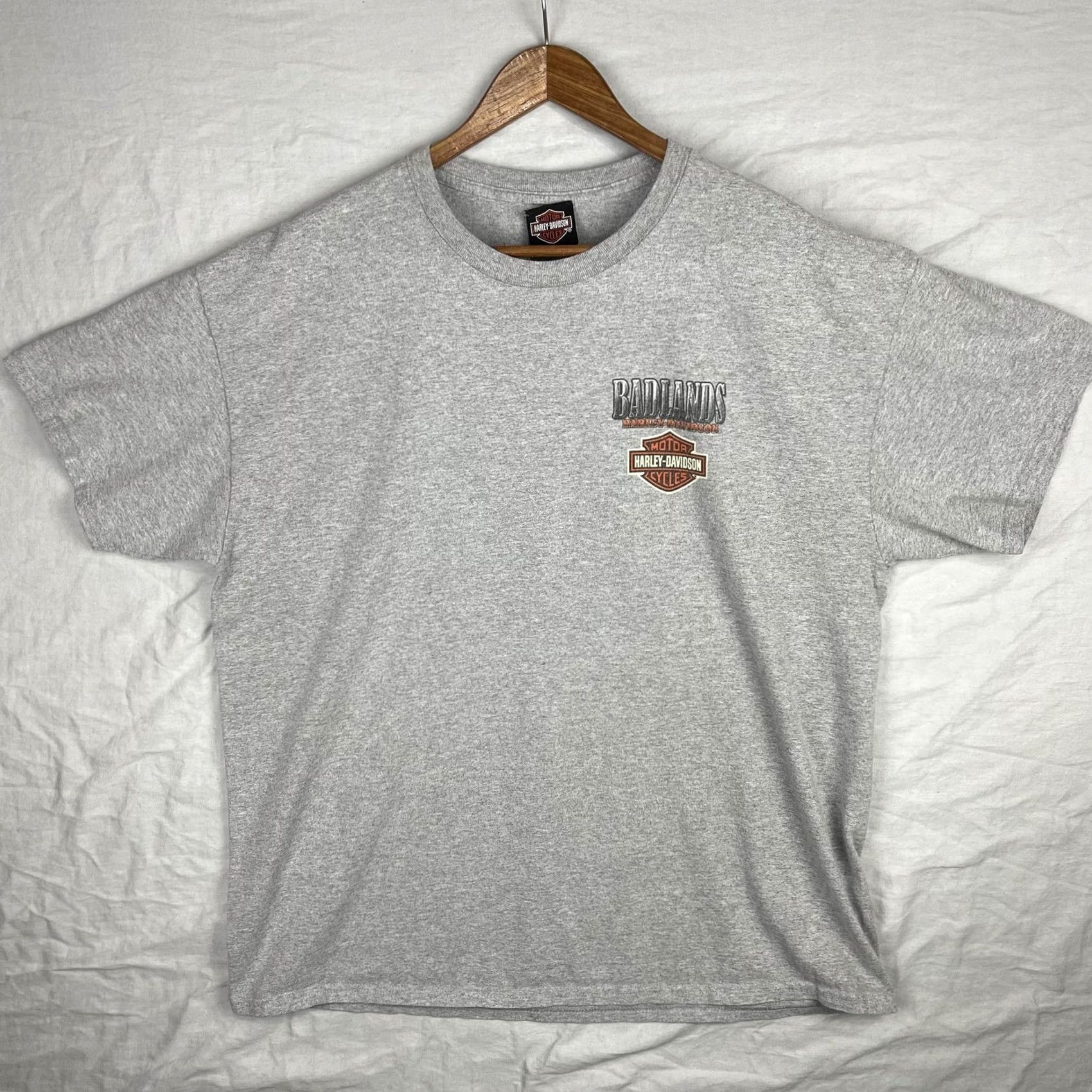 Harley Davidson Harley-Davidson Shirt Mens XL Gray Badlands Wall South Dakota Bull Skull Biker Graphic Print Crew Neck Short Sleeve T-Shirt USA 90s Event Theme Size US XL / EU 56 / 4 - 2 Thumbnail