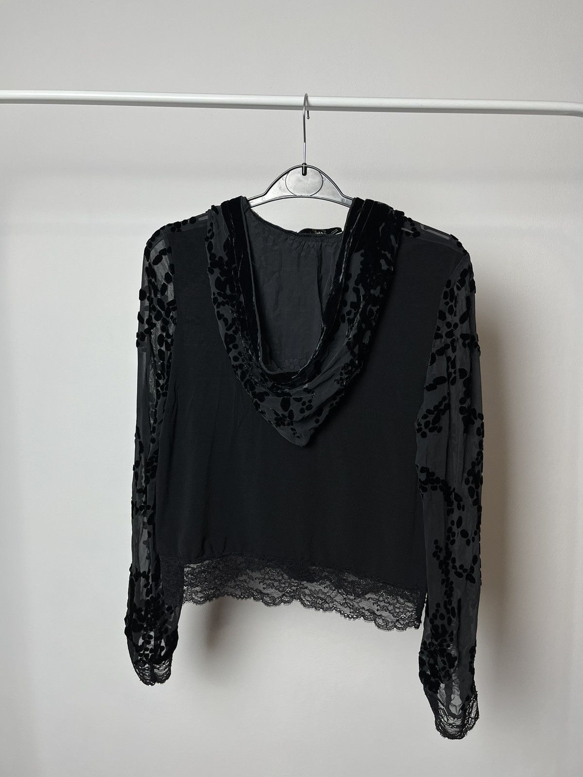 Sagaie Avant Garde velvet mesh Zip Hoodie