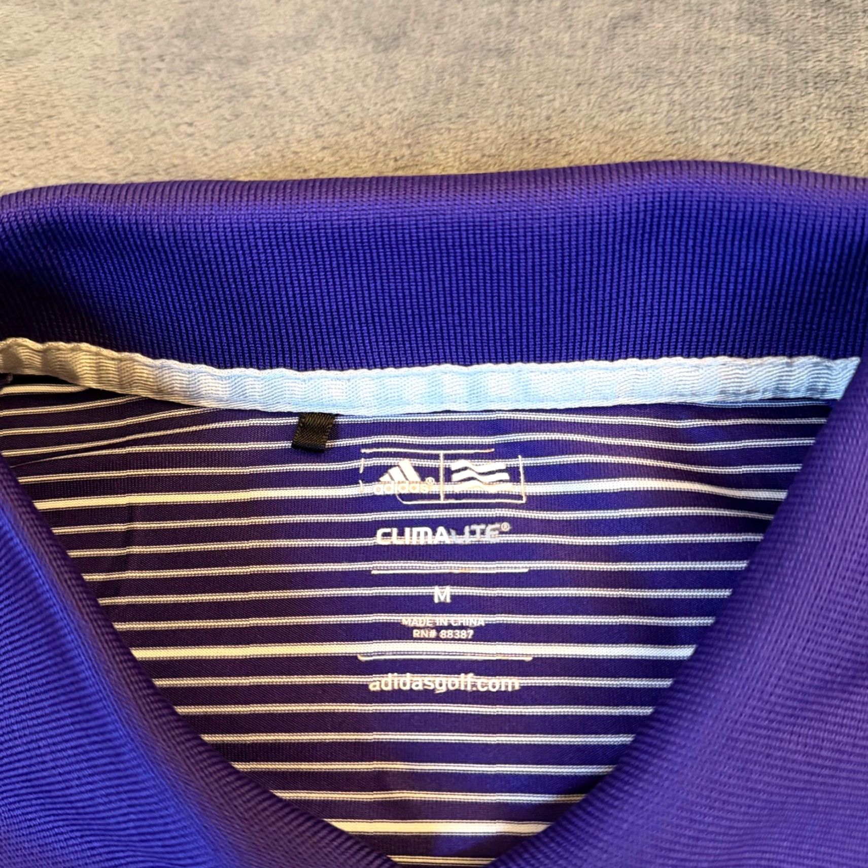 Adidas Adidas Polo Shirt Mens M Purple White Striped Climalite Golf Breathable Quick Dry Athletic Casual Sports Shirt Size US M / EU 48-50 / 2 - 2 Thumbnail