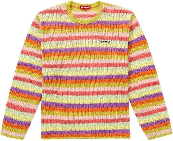 Supreme Supreme Stripe Mohair Sweater Acid Green Size US XL / EU 56 / 4 - 1 Thumbnail