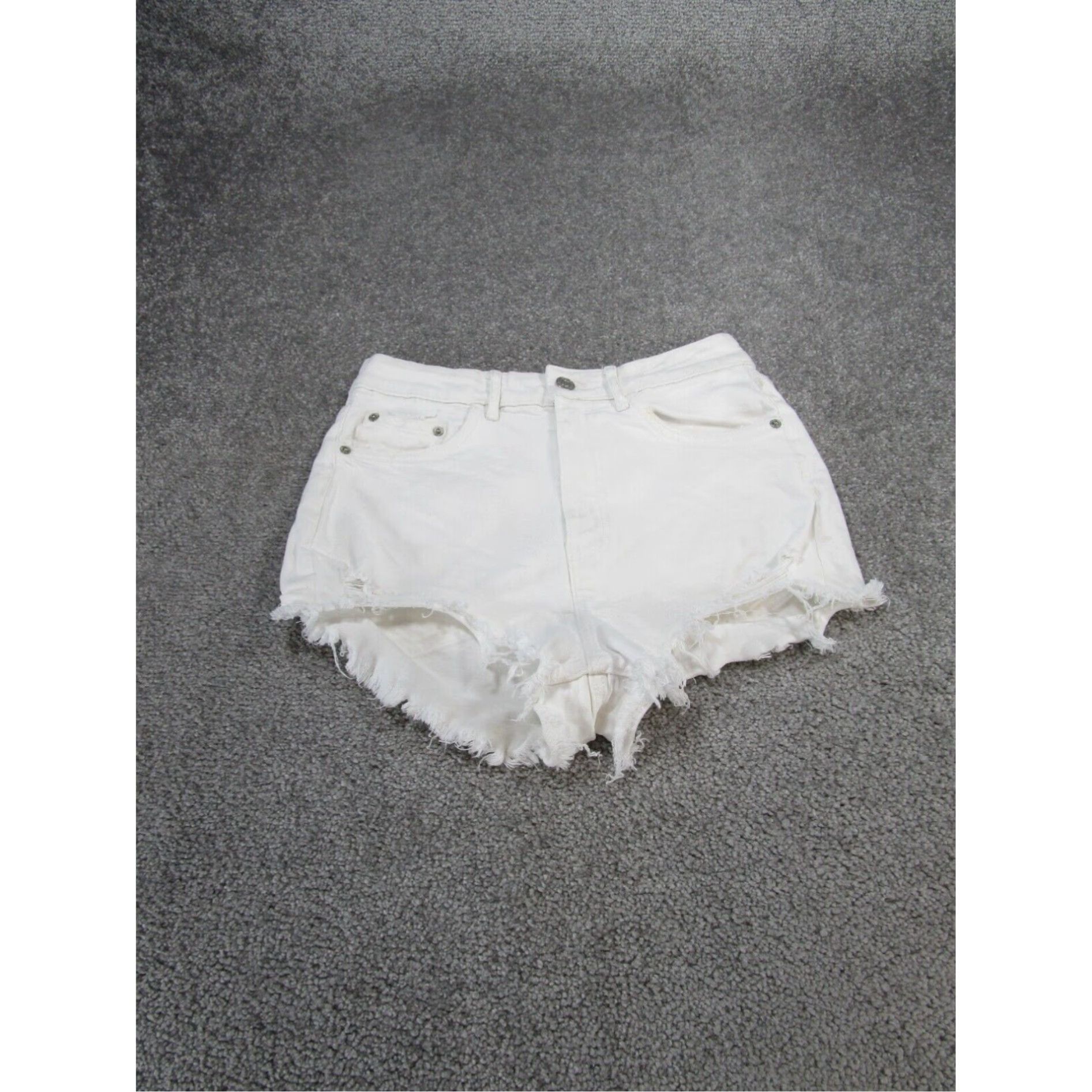 Zara Womens Zara Shorts 4 White Denim Cut Offs Extra Large XL Size 27" / US 4 / IT 40 - 1 Thumbnail