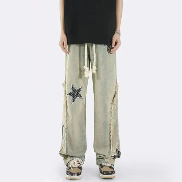 Japanese Brand vintage vibe drawstring star embroidered high street jeans Size US 32 / EU 48 - 7 Thumbnail