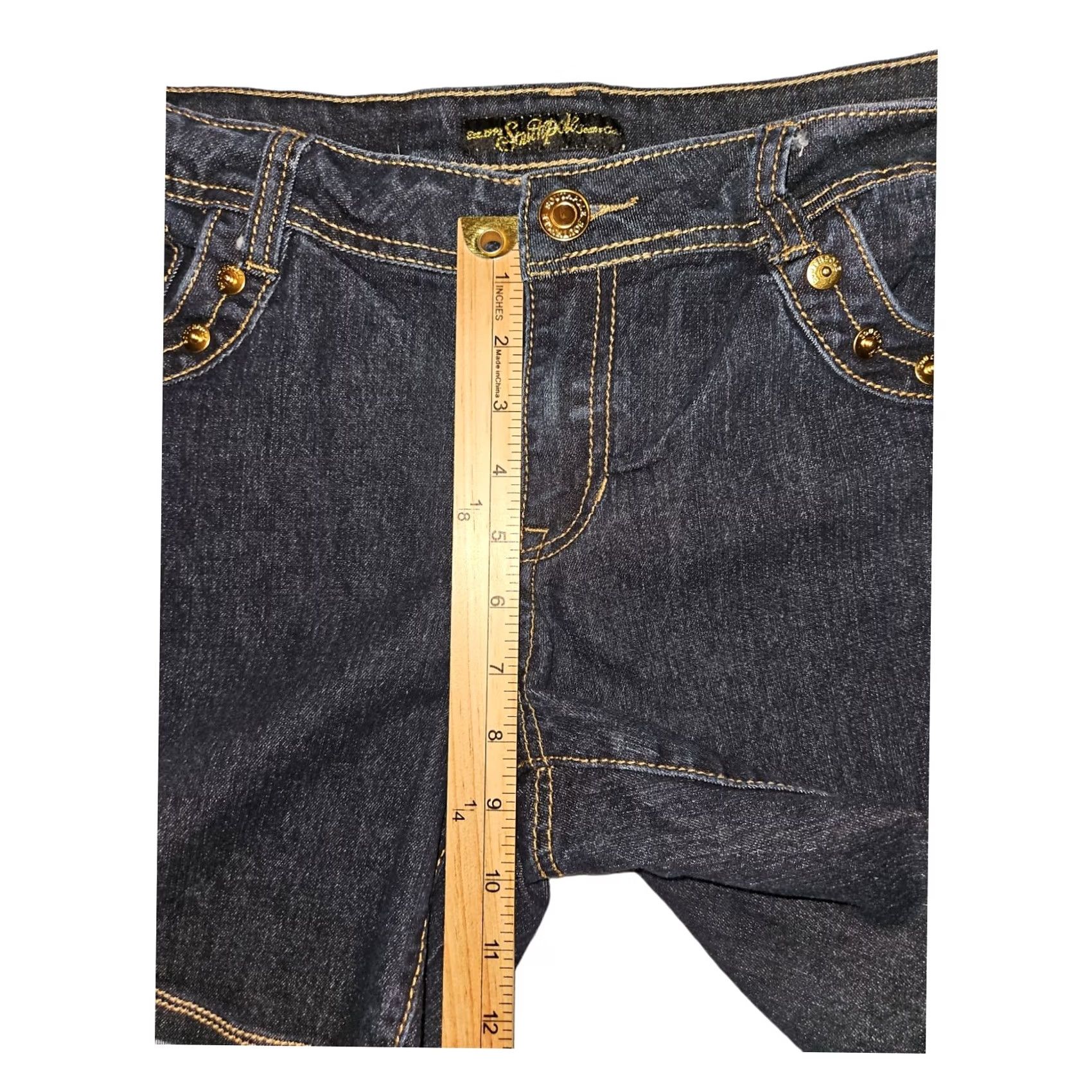 Southpole VINTAGE: Southpole Jeans Shorts Women's 15 Blue Denim Hipster Hip Hop Rivets Zippers Size 36" / US 14 / IT 50 - 4 Thumbnail