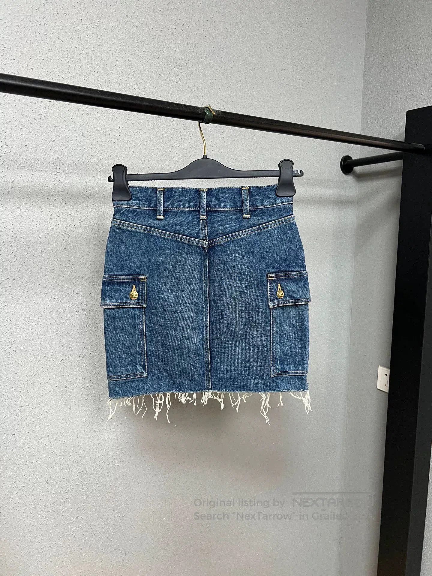 Celine Celine Gold Buckle Denim Shorts. Size 24" / US 00 / IT 34 - 2 Thumbnail