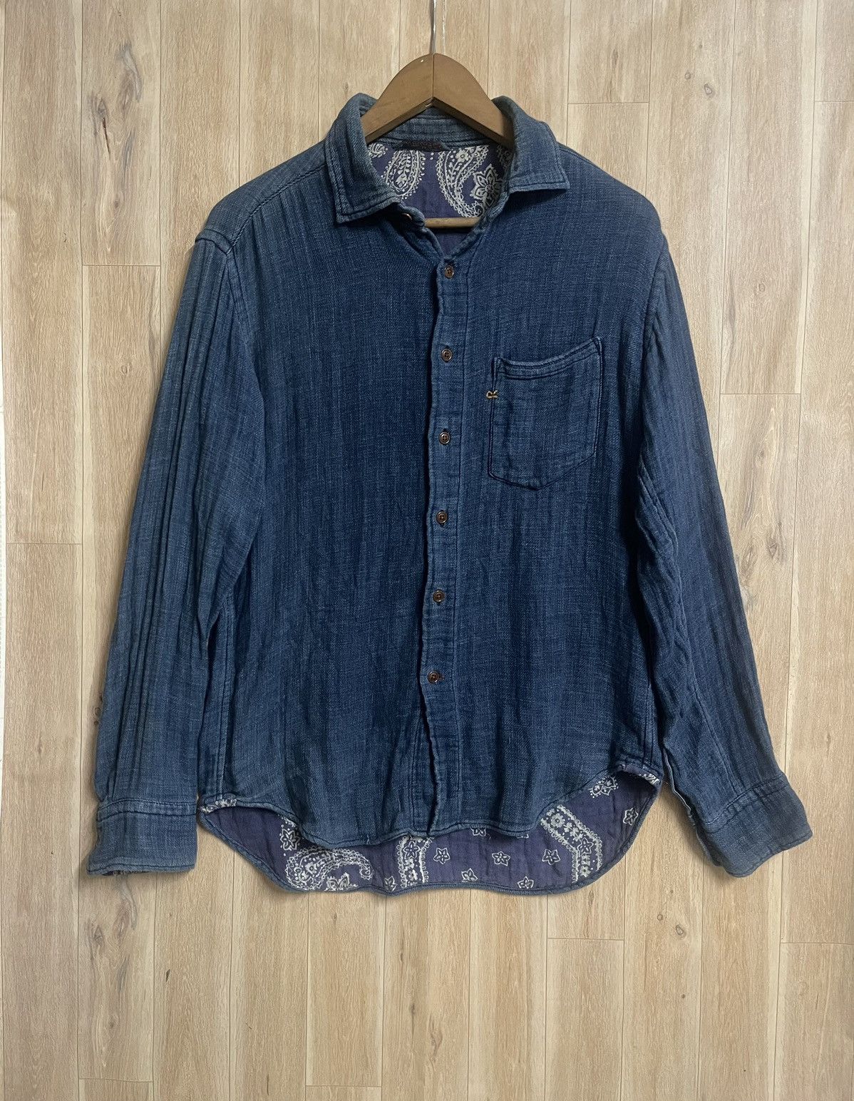 45rpm Vintage 45RPM Indigo Bandana Long Sleeve Shirt Kapital Okura Size US M / EU 48-50 / 2 - 1 Thumbnail