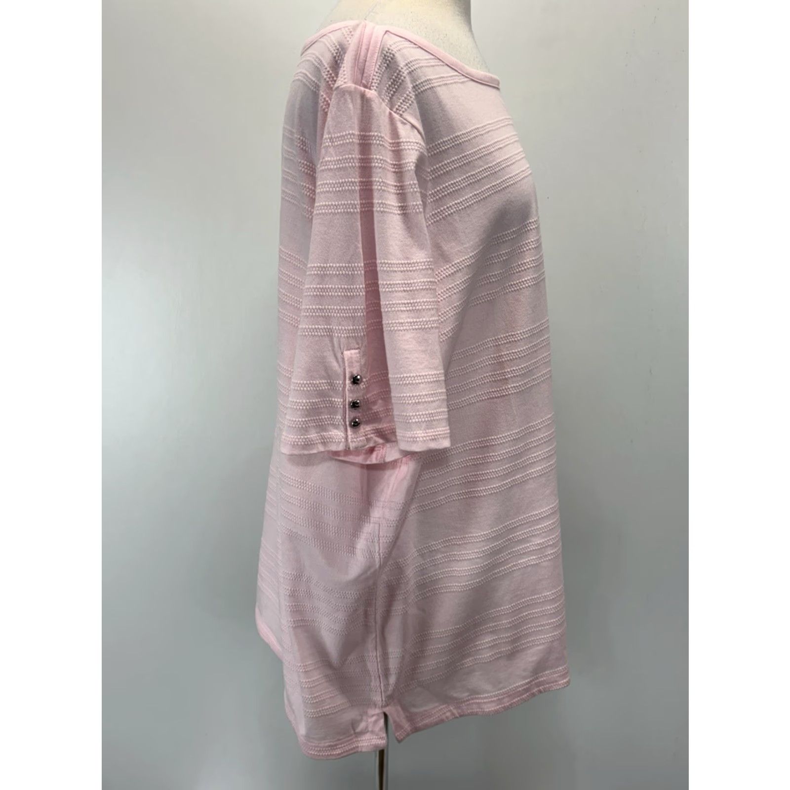 Talbots Talbots Shirt 3X Plus Pink Textured Short Sleeve Boat Neck Cotton T-Shirt Womens Vintage: No Women Size 3X Pink Casual Shirt Ladies Size XXL / US 16-18 / IT 52-54 - 4 Thumbnail