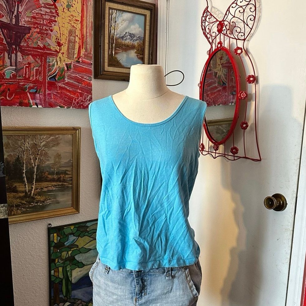 Other no brand butterfly lace blue tank top Size XL / US 12-14 / IT 48-50 - 2 Thumbnail
