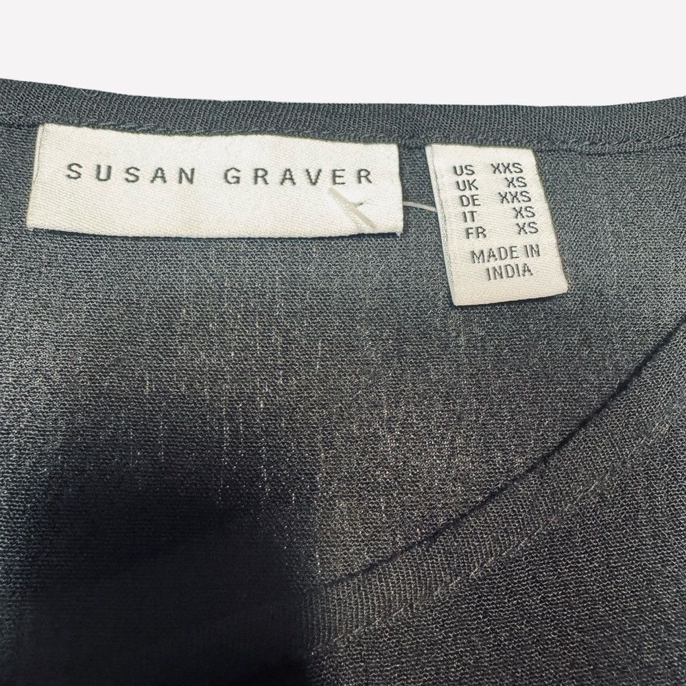 Other New Susan Graver Rayon Crepe Flutter Sleeve Black Tunic A48 Size XXS / US 00 / IT 34 - 8 Thumbnail