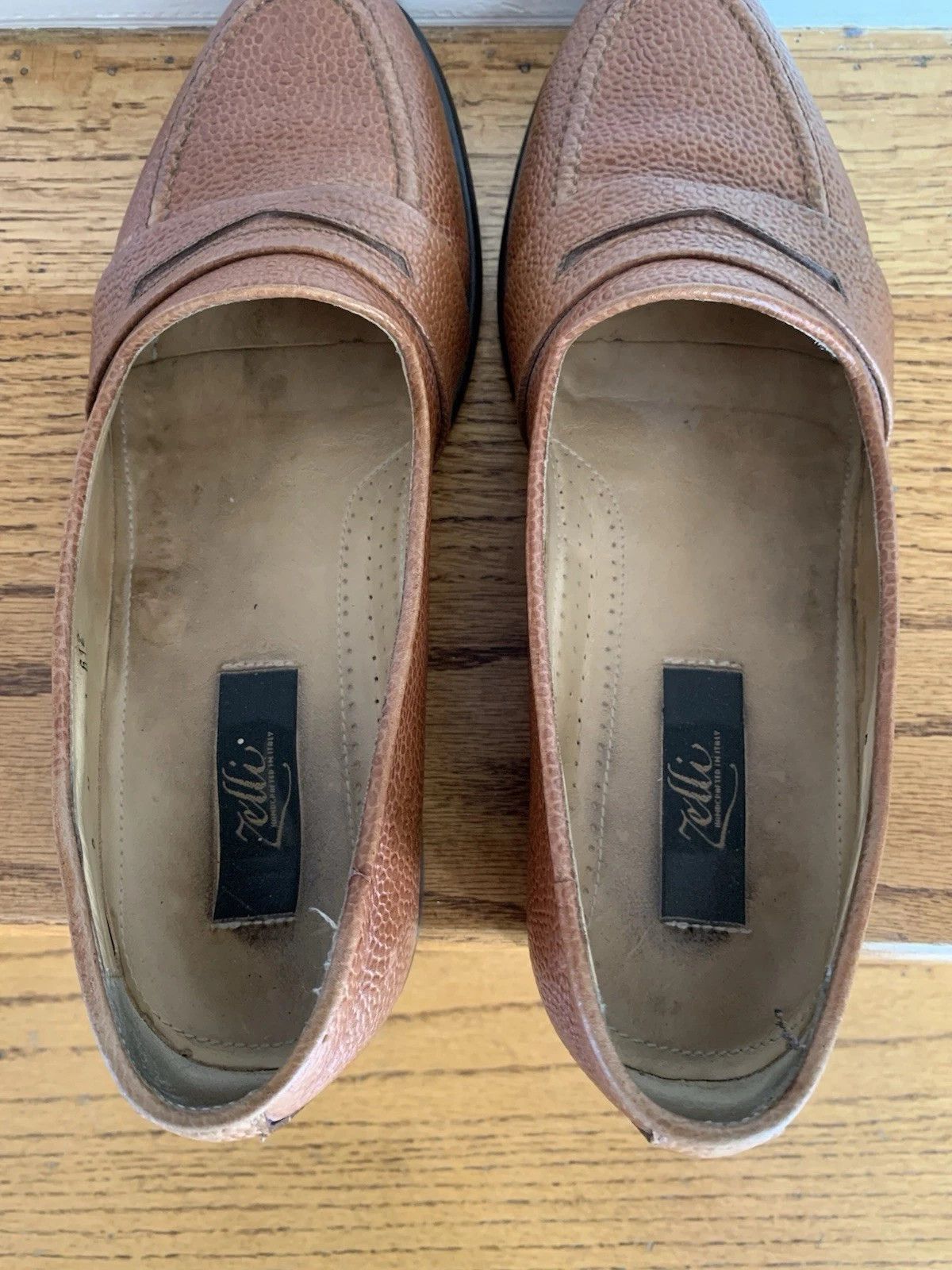 Zelli Zelli Cognac Pebble Leather Penny Loafers Size US 9 / EU 42 - 8 Thumbnail
