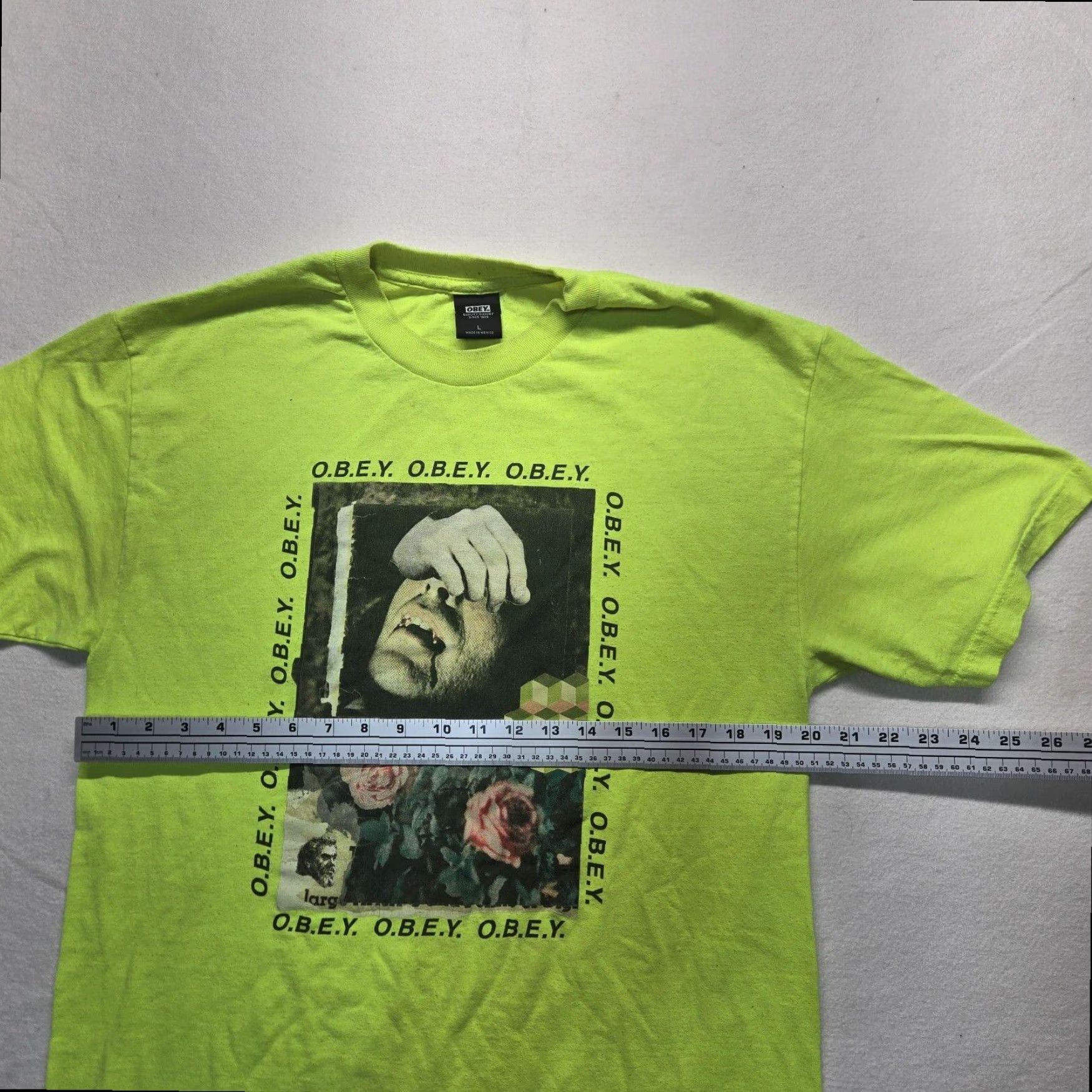 Obey OBEY Men's Yellow Graphic T-Shirt Crew Neck Short Sleeve Large Size US L / EU 52-54 / 3 - 4 Thumbnail