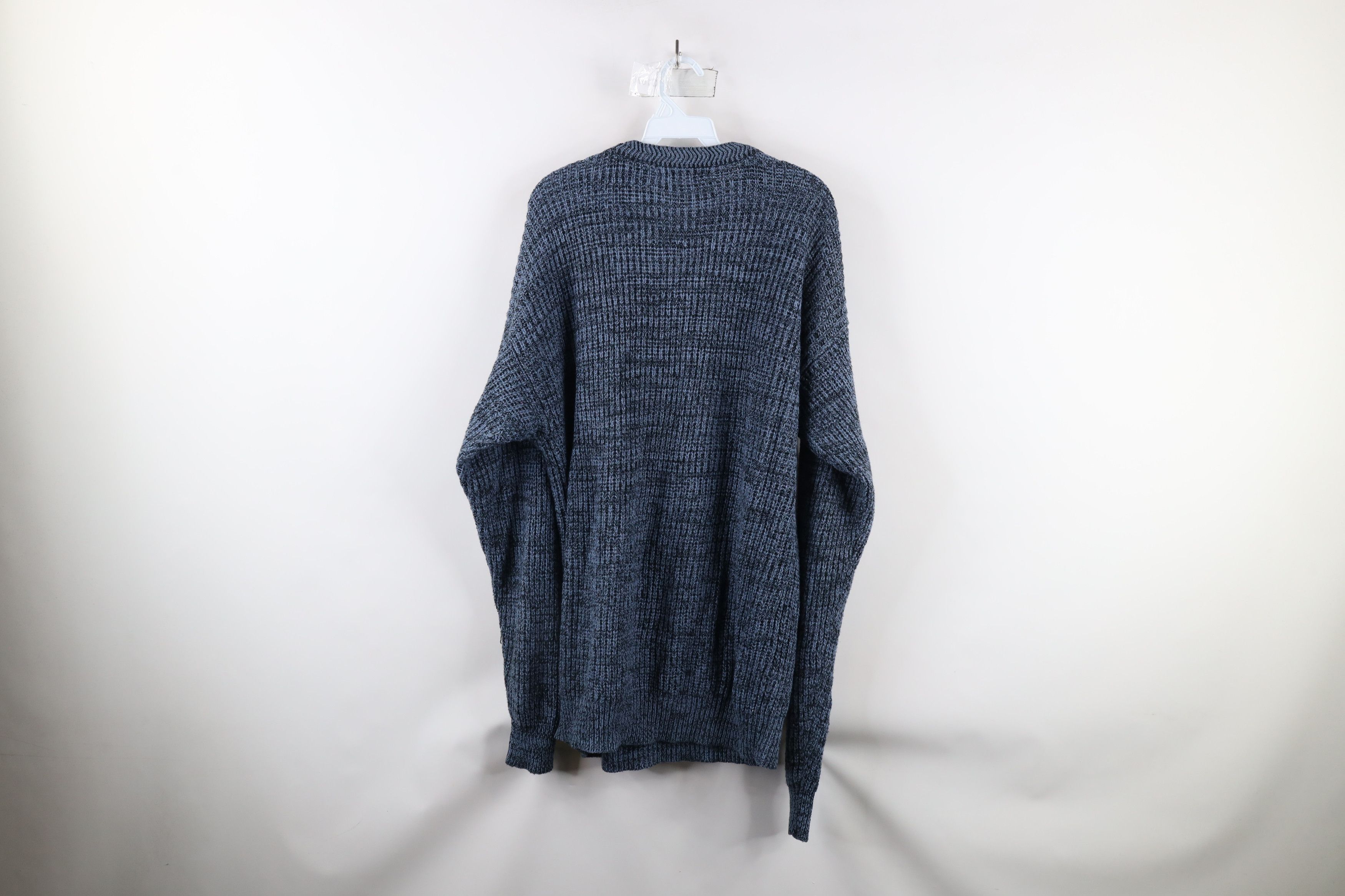 Vintage Vintage 90s Streetwear Blank Chunky Ribbed Knit Sweater Blue Size US L / EU 52-54 / 3 - 5 Thumbnail